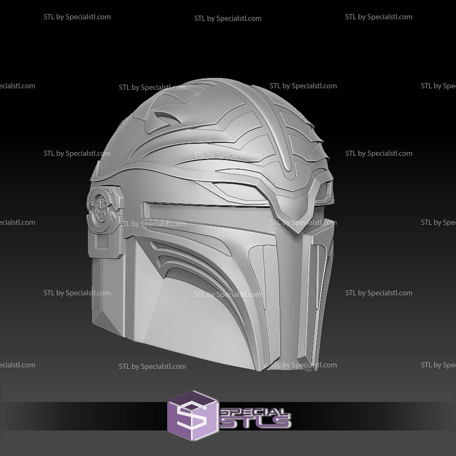 Cosplay STL Files Mandalorian White Ranger Helmet 3D Model — view 2