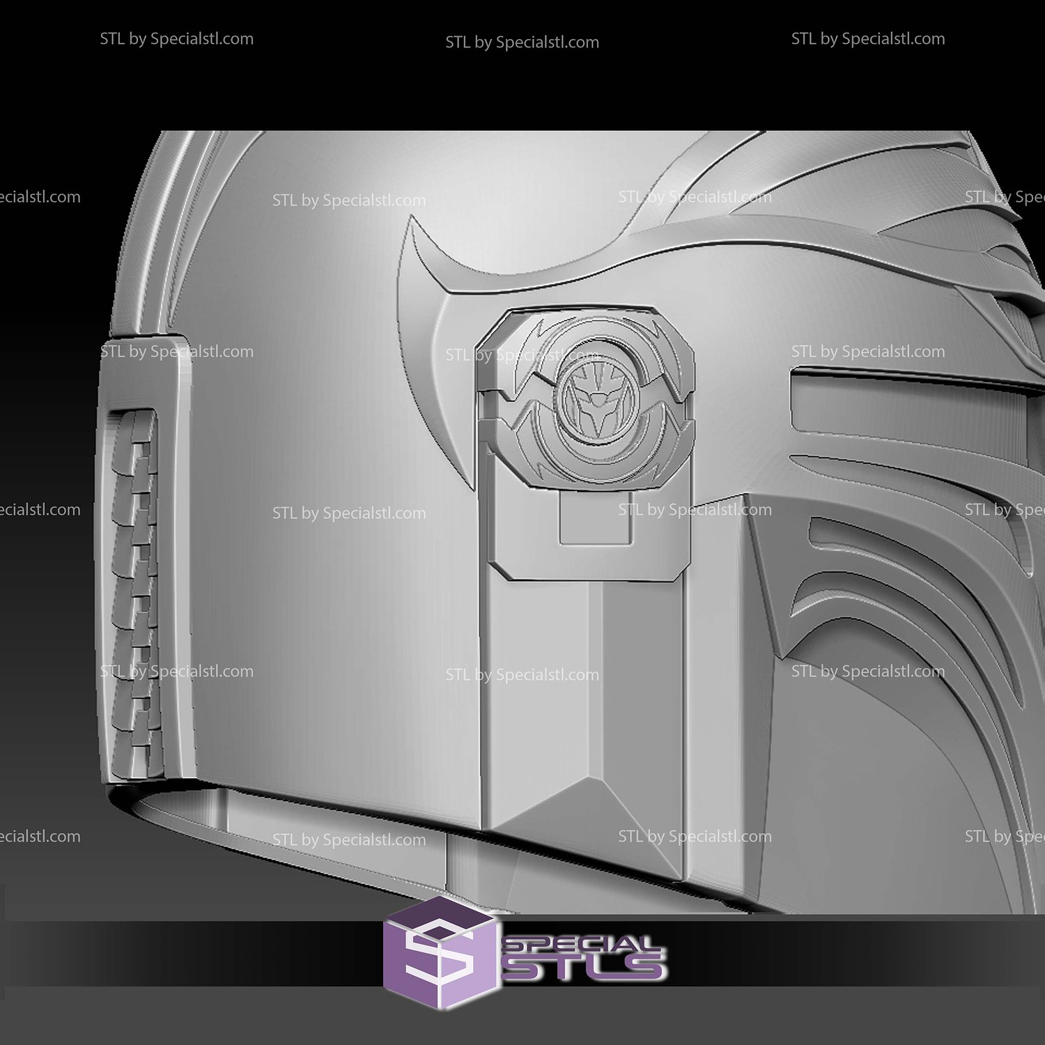 Cosplay STL Files Mandalorian White Ranger Helmet 3D Model — view 3