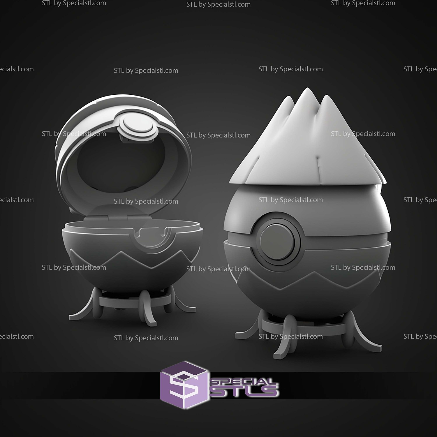 Basic Pokemon Collection Snover Pokeball 3D STL Model — view 2
