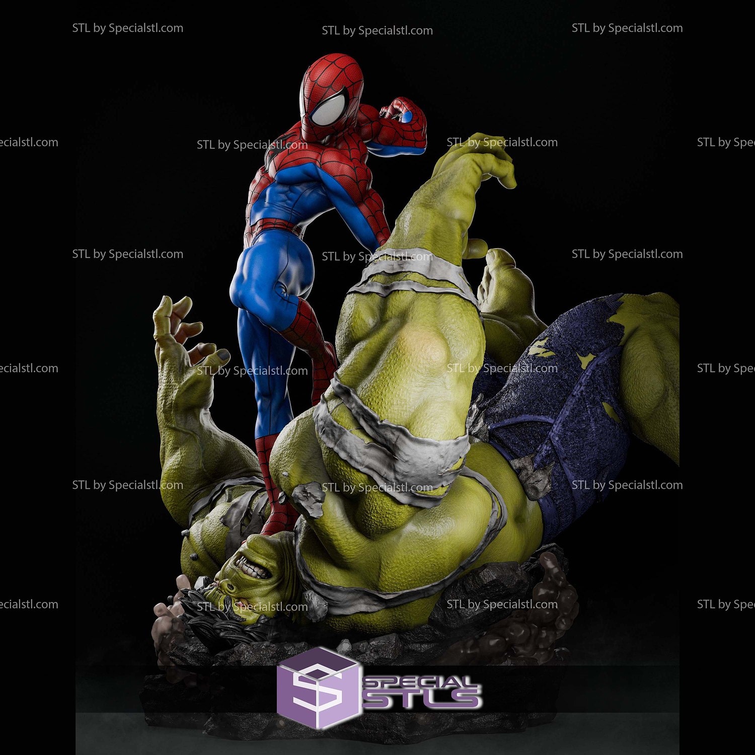 Amazing Spiderman Venomized Hulk Base Digital STL Files 3D Model — view 2