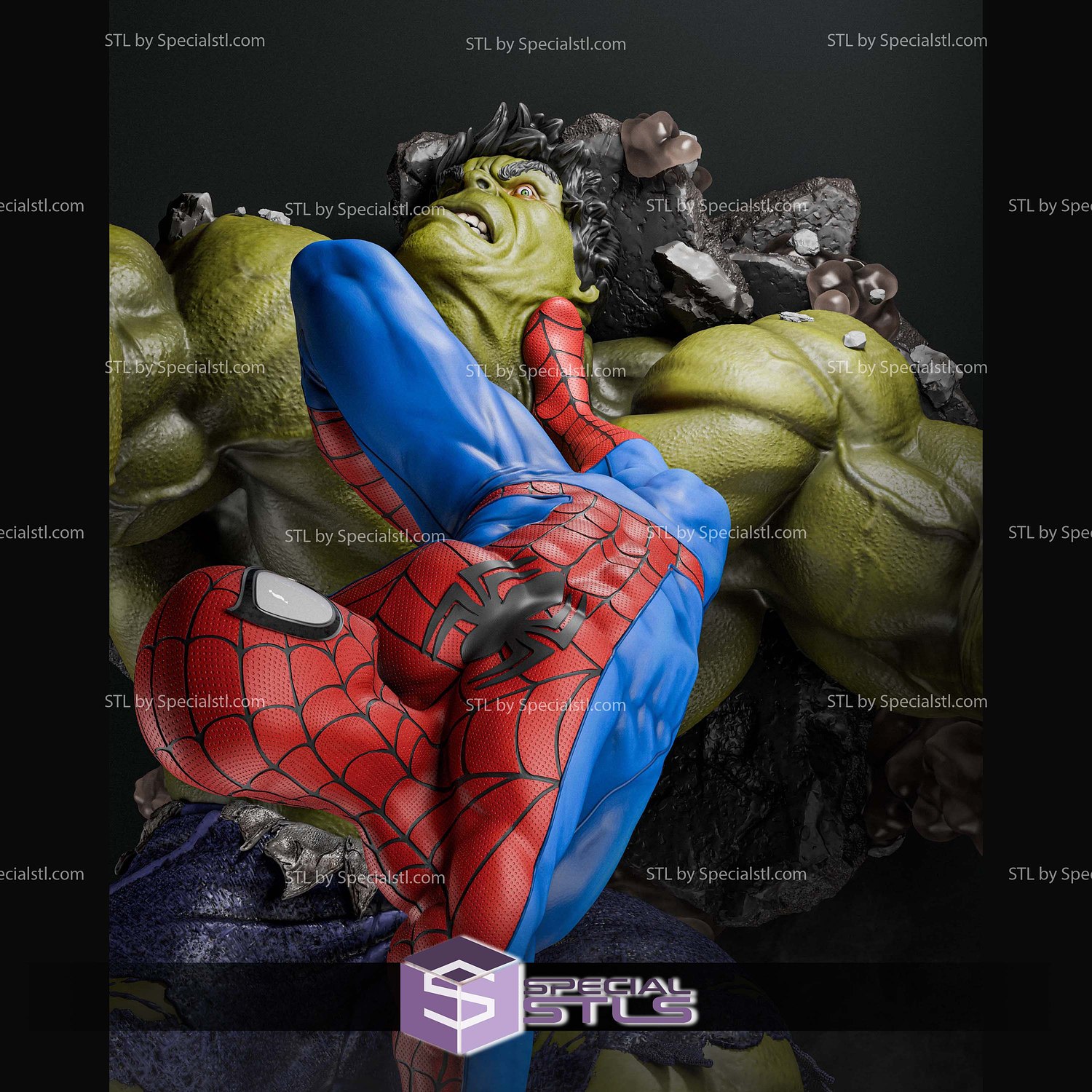 Amazing Spiderman Venomized Hulk Base Digital STL Files 3D Model — view 3