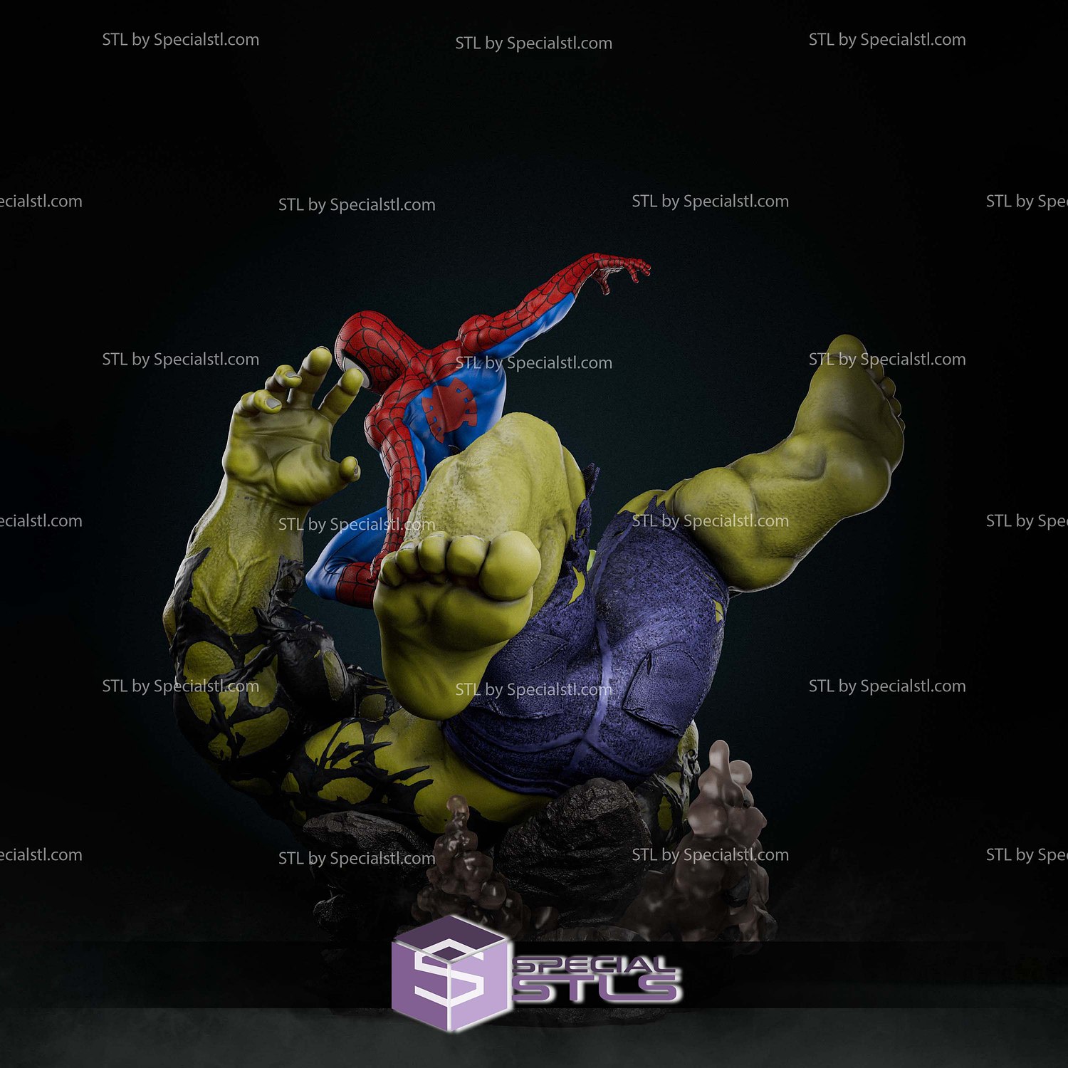 Amazing Spiderman Venomized Hulk Base Digital STL Files 3D Model — view 4