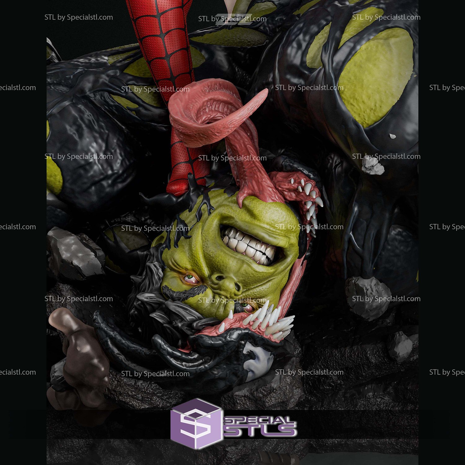 Amazing Spiderman Venomized Hulk Base Digital STL Files 3D Model — view 6