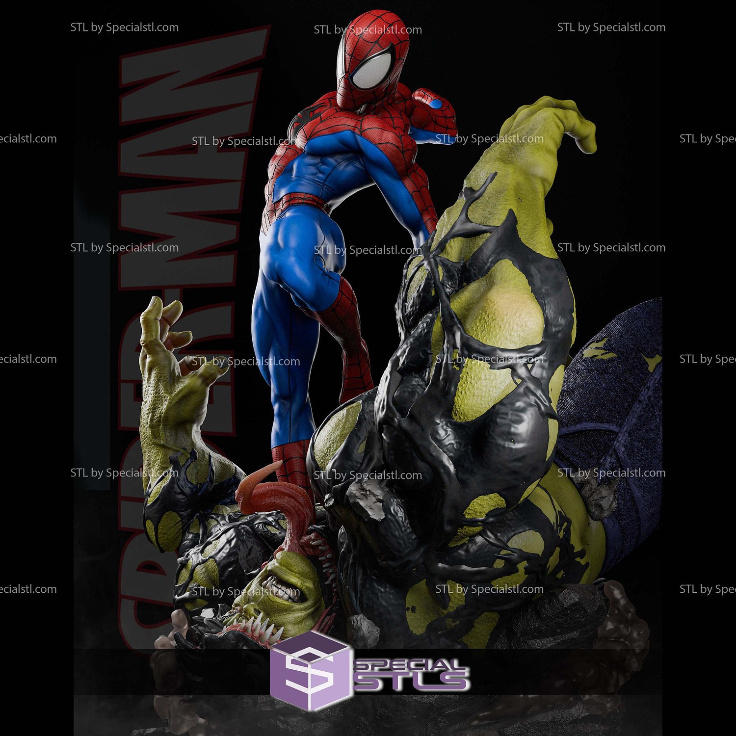 Amazing Spiderman Venomized Hulk Base Digital STL Files 3D Model — view 8