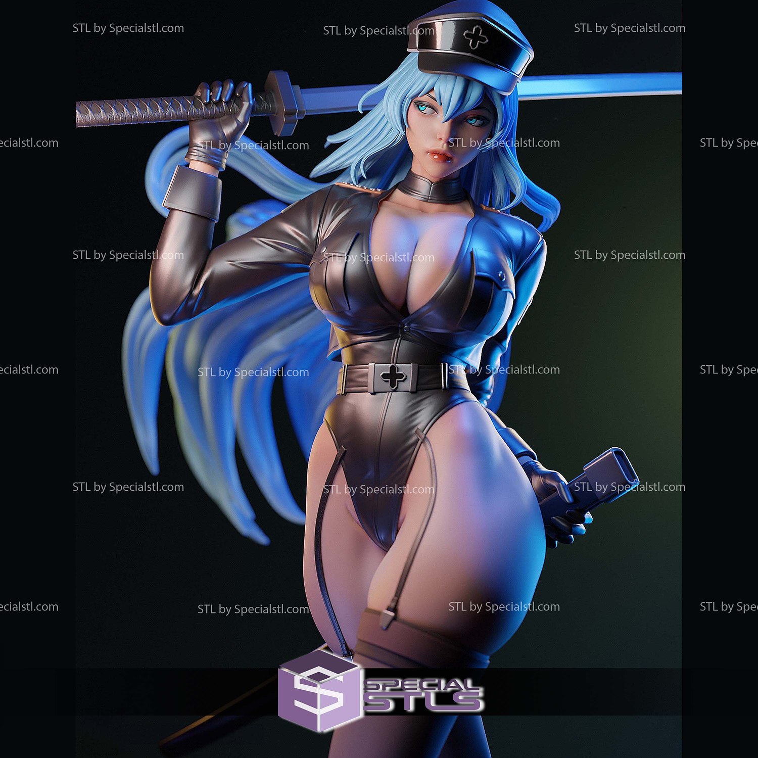 Esdeath and Katana STL Files 3D Model — view 6