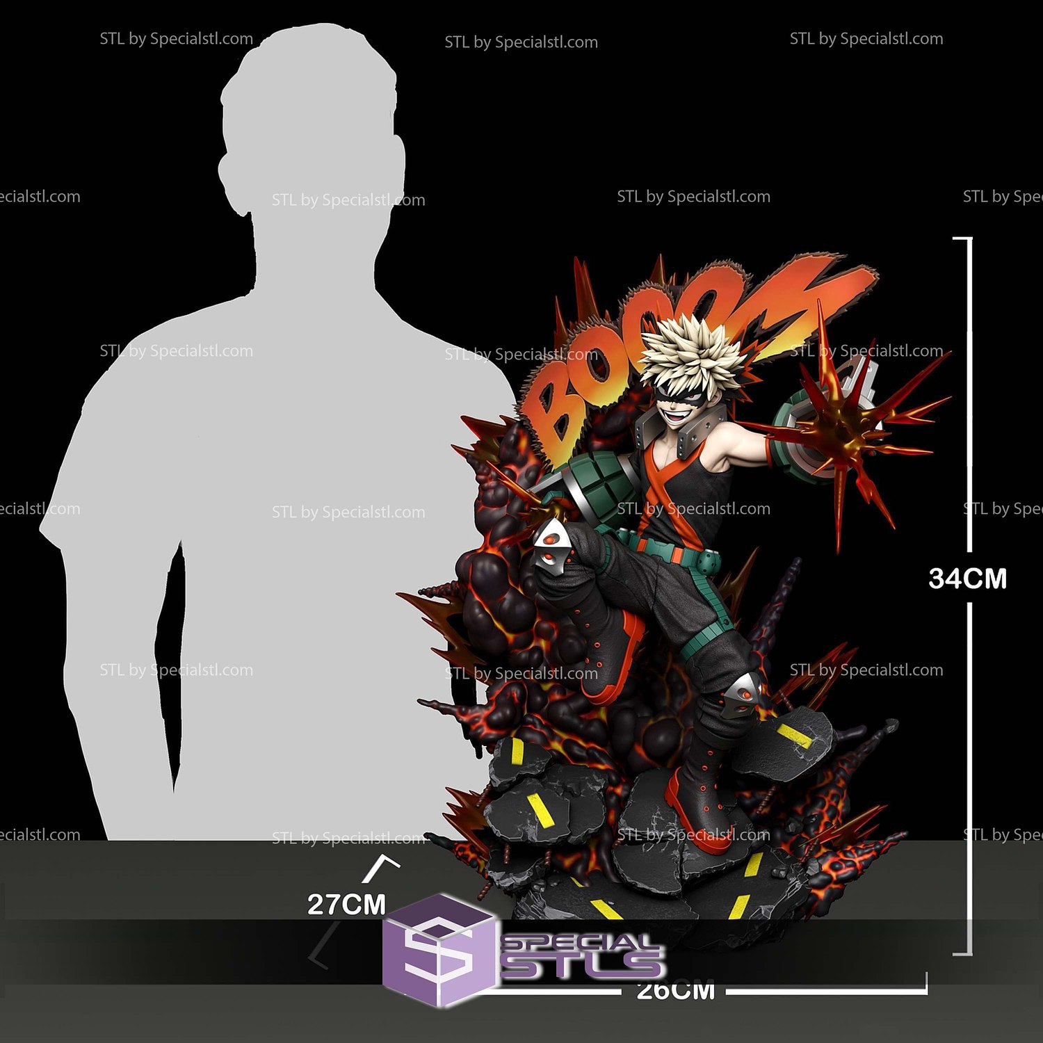 Katsuki Bakugo Boom 3D Printer Files STL Model — view 4
