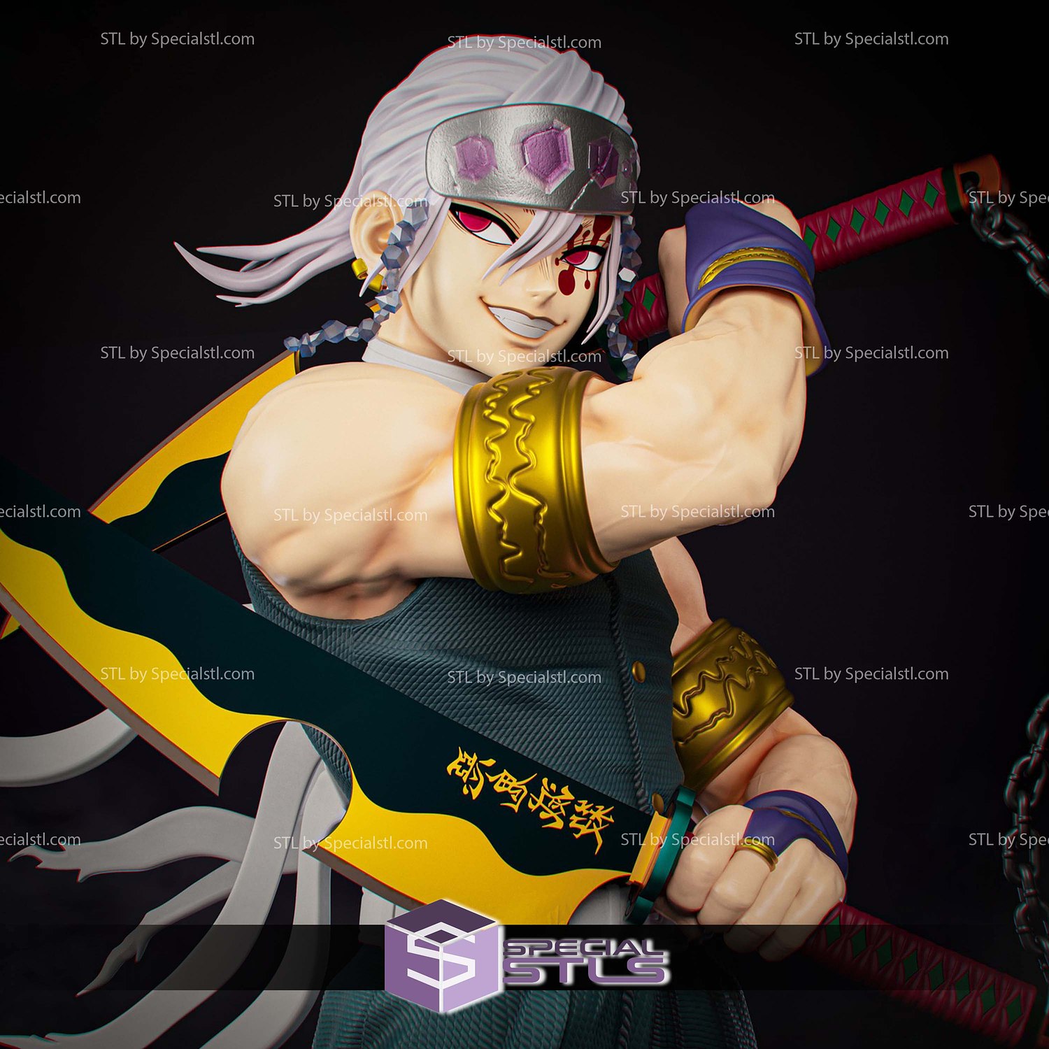 Tengen Uzui Sword Standalone 3D Printer Files STL Model — view 3