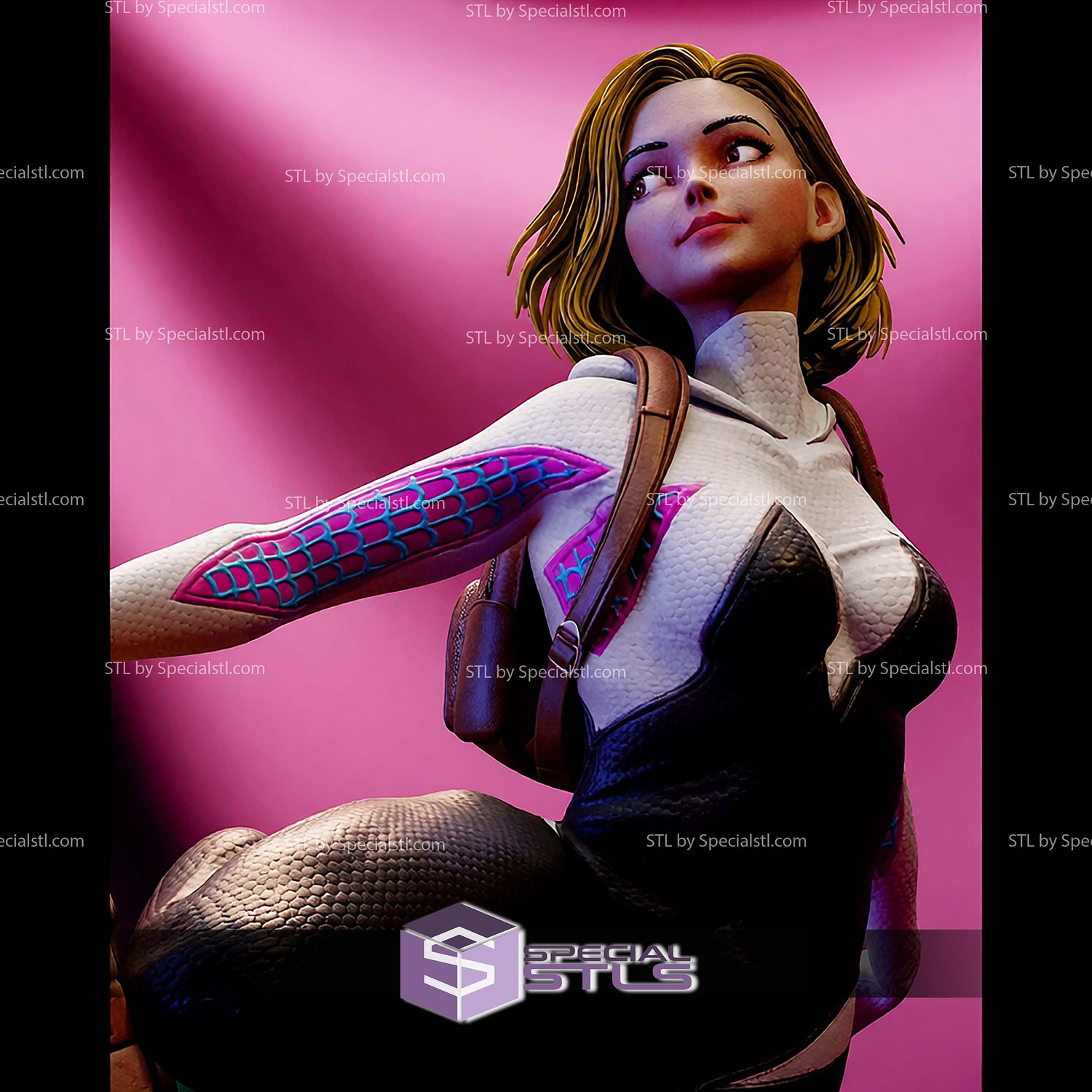Spider Gwen School Girl STL Files 3D Model — view 3