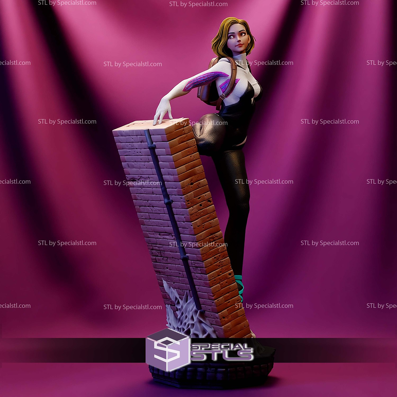 Spider Gwen School Girl STL Files 3D Model — view 5