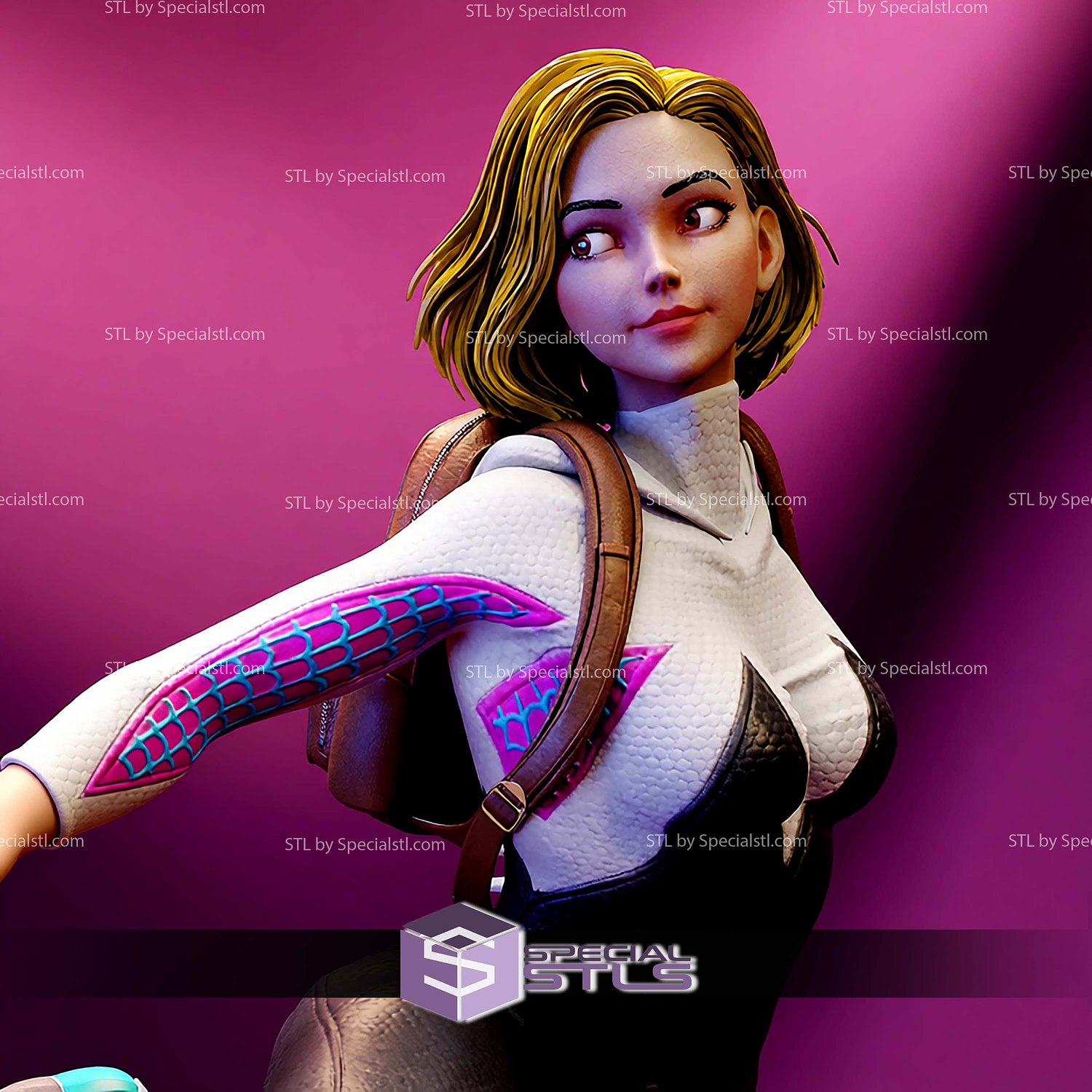 Spider Gwen School Girl STL Files 3D Model — view 6