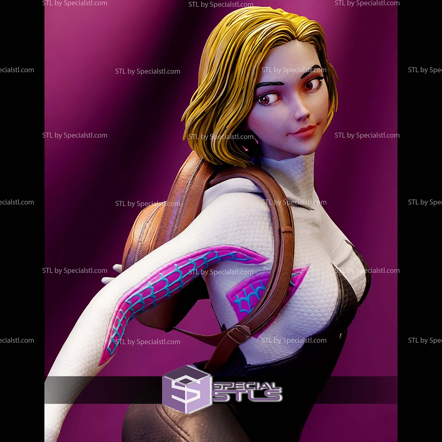 Spider Gwen School Girl STL Files 3D Model — view 8