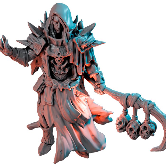 Necromancer V - Tabletop RPG Miniature 3D STL Model — view 3