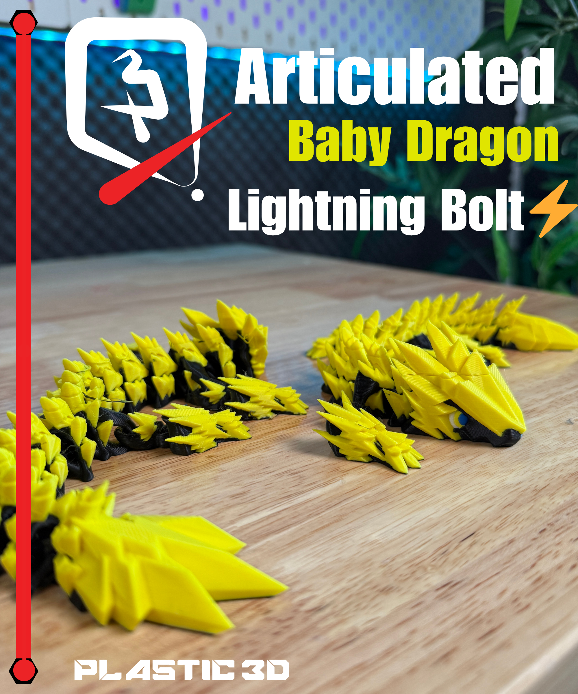 Articulated Lightning Baby Dragon 3D 3MF Model