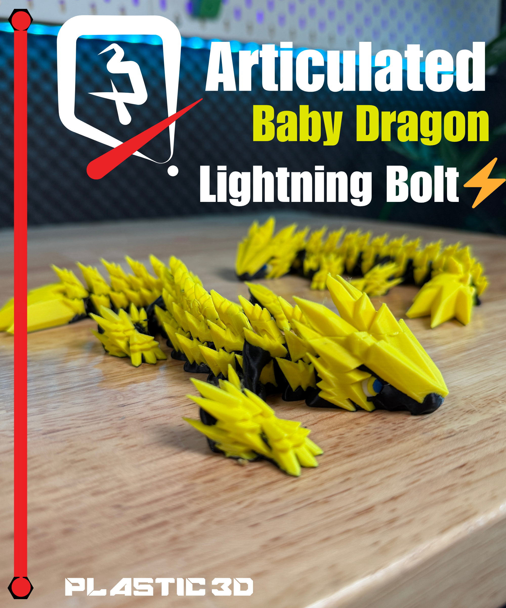 Articulated Lightning Baby Dragon 3D 3MF Model — view 2