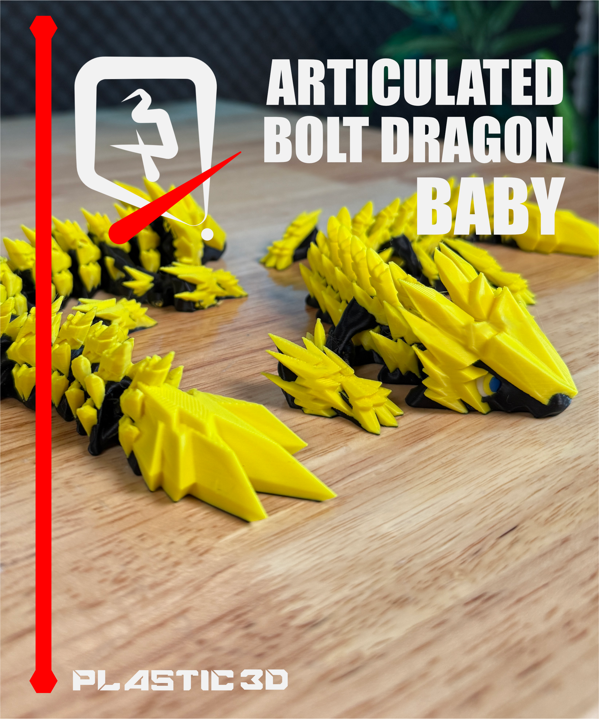 Articulated Lightning Baby Dragon 3D 3MF Model — view 3