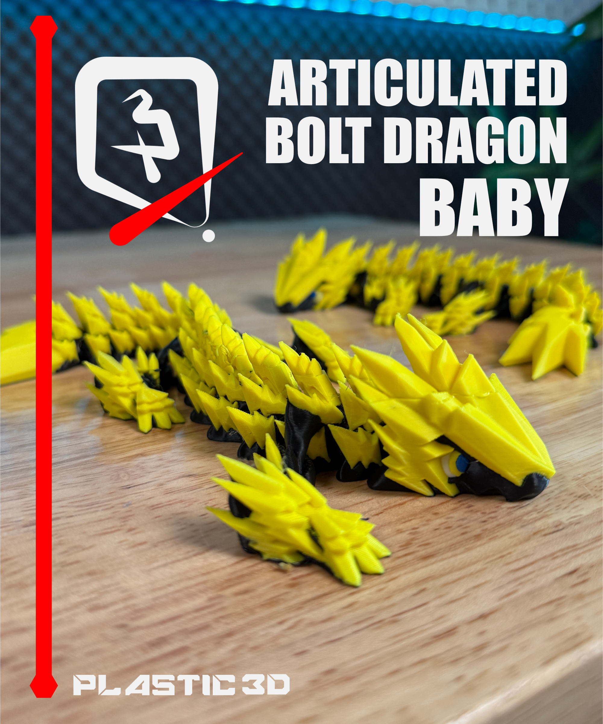 Articulated Lightning Baby Dragon 3D 3MF Model — view 4