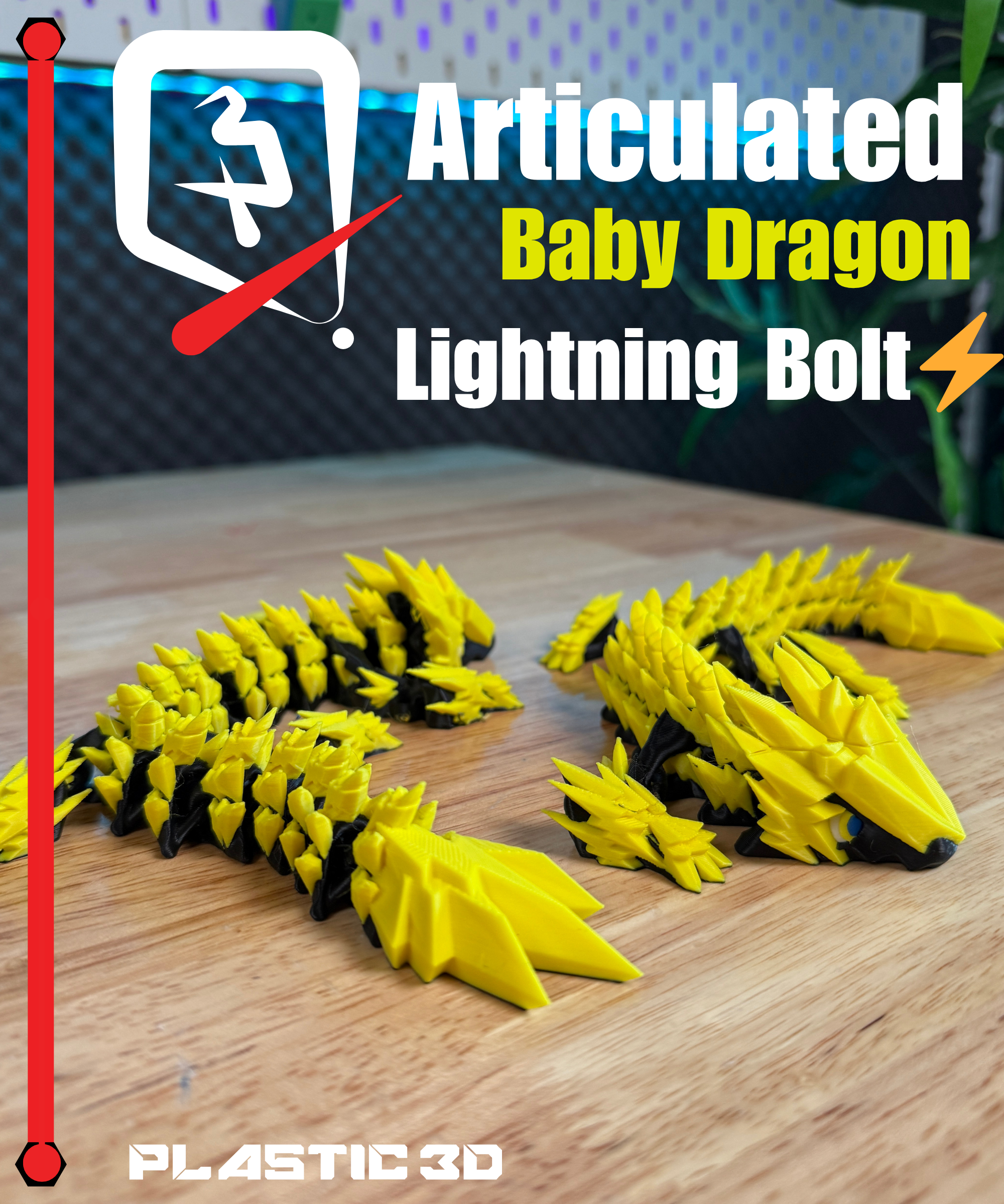 Articulated Lightning Baby Dragon 3D 3MF Model — view 5