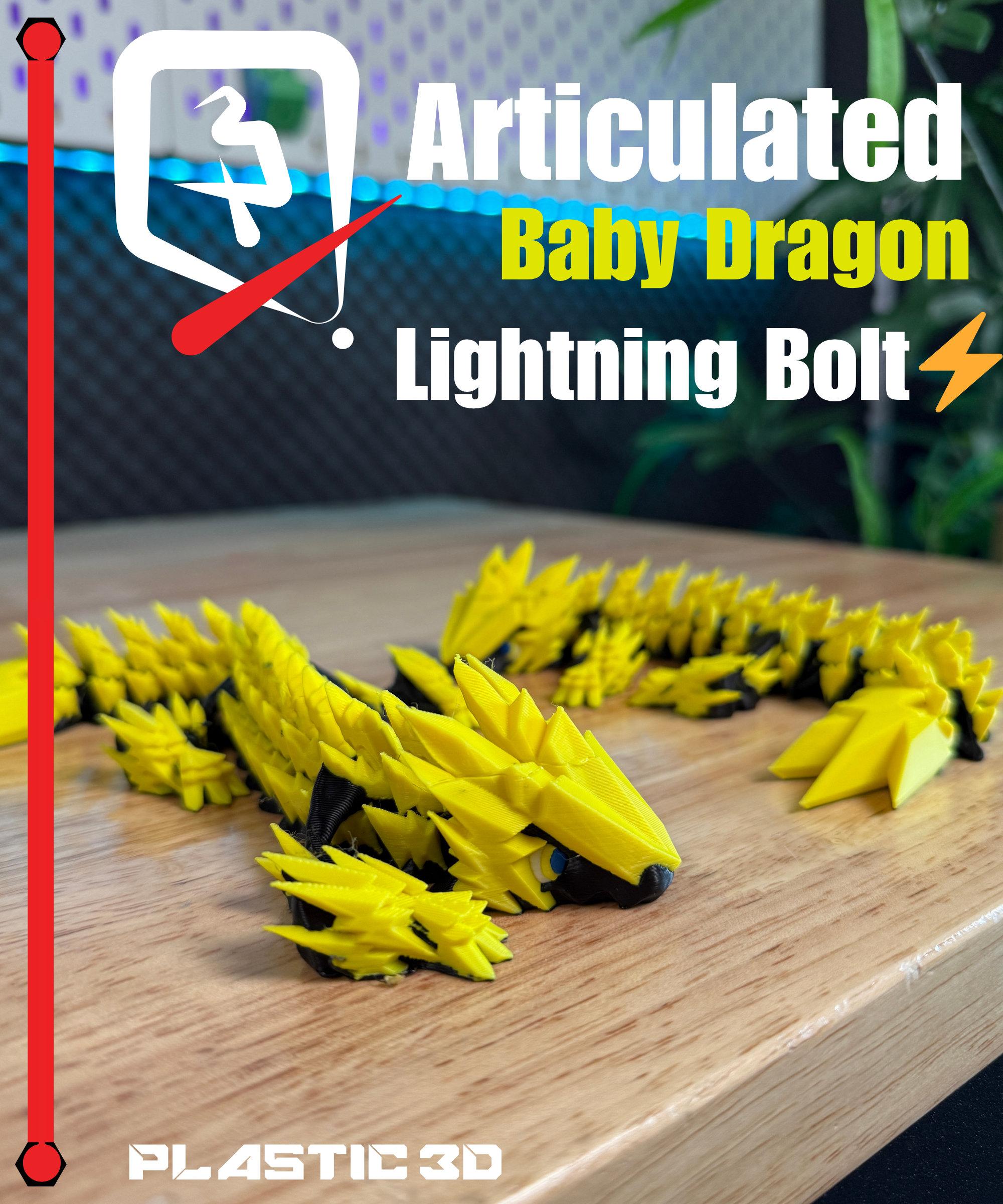 Articulated Lightning Baby Dragon 3D 3MF Model — view 6