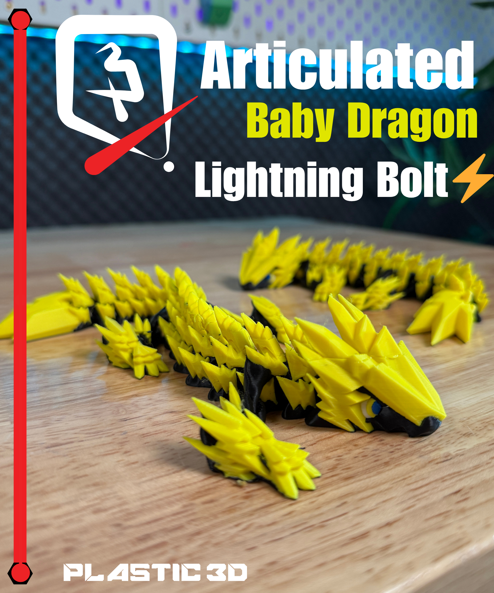 Articulated Lightning Baby Dragon 3D 3MF Model — view 7