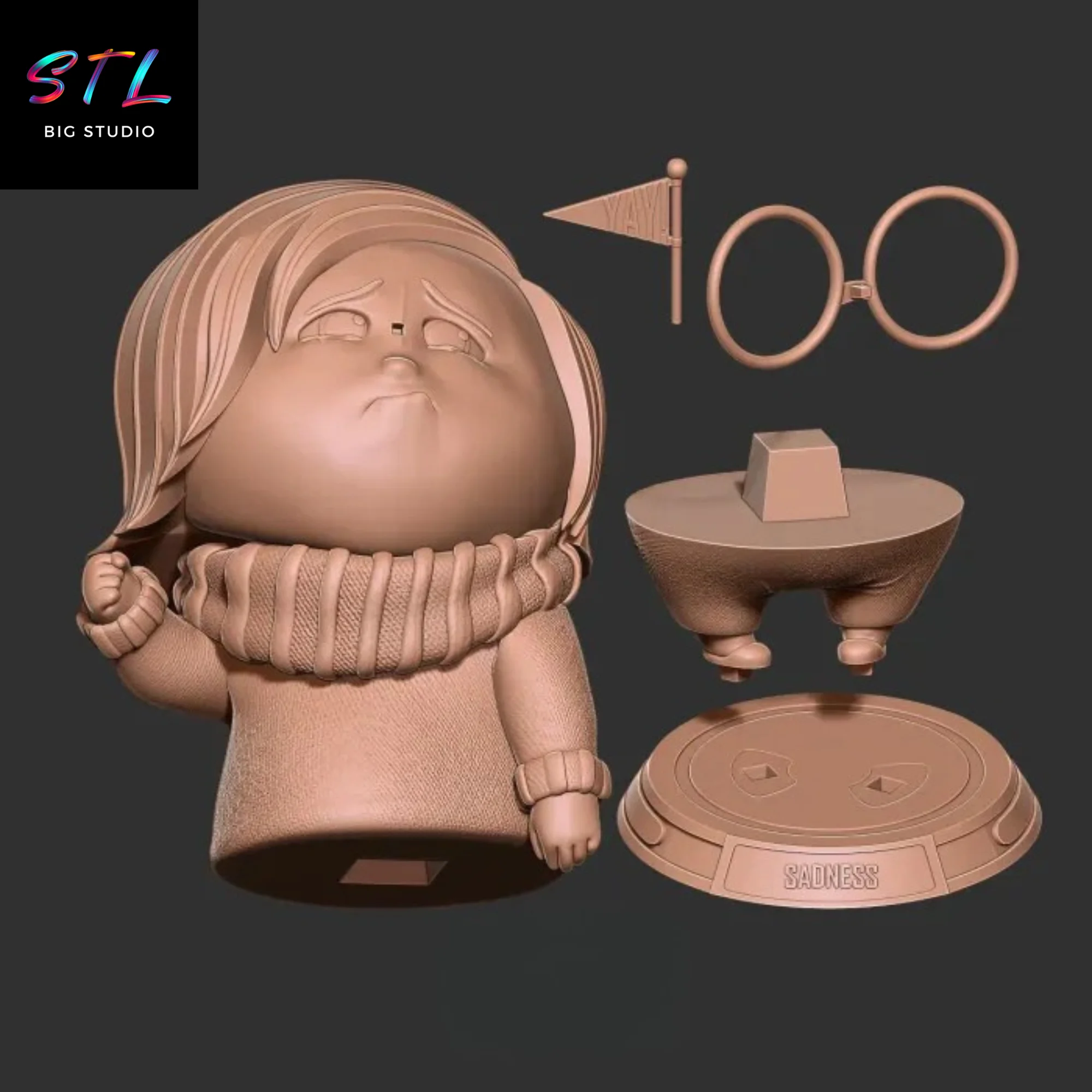 Sadness STL | Inside Out | 3D Printable Figure Model — view 4