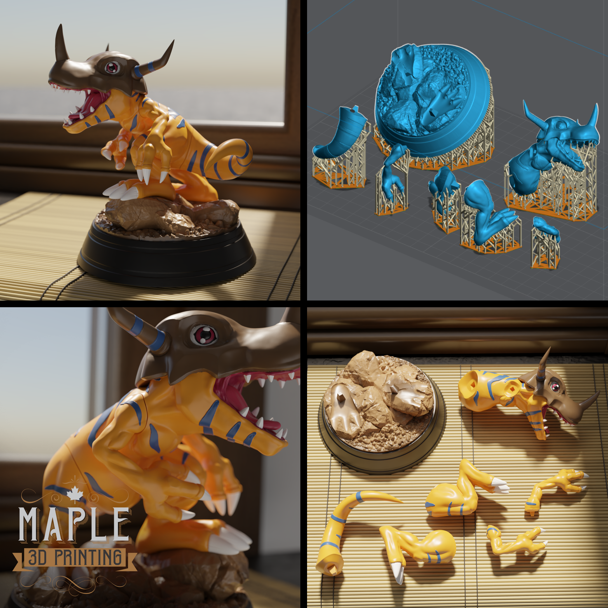 Greymon Diorama - Digimon 3D STL Model