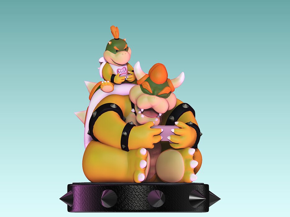 Bowser and Bowser Jr 3D STL Model — view 2