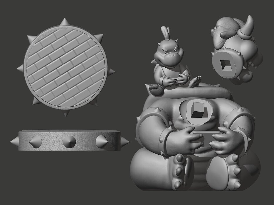 Bowser and Bowser Jr 3D STL Model — view 3