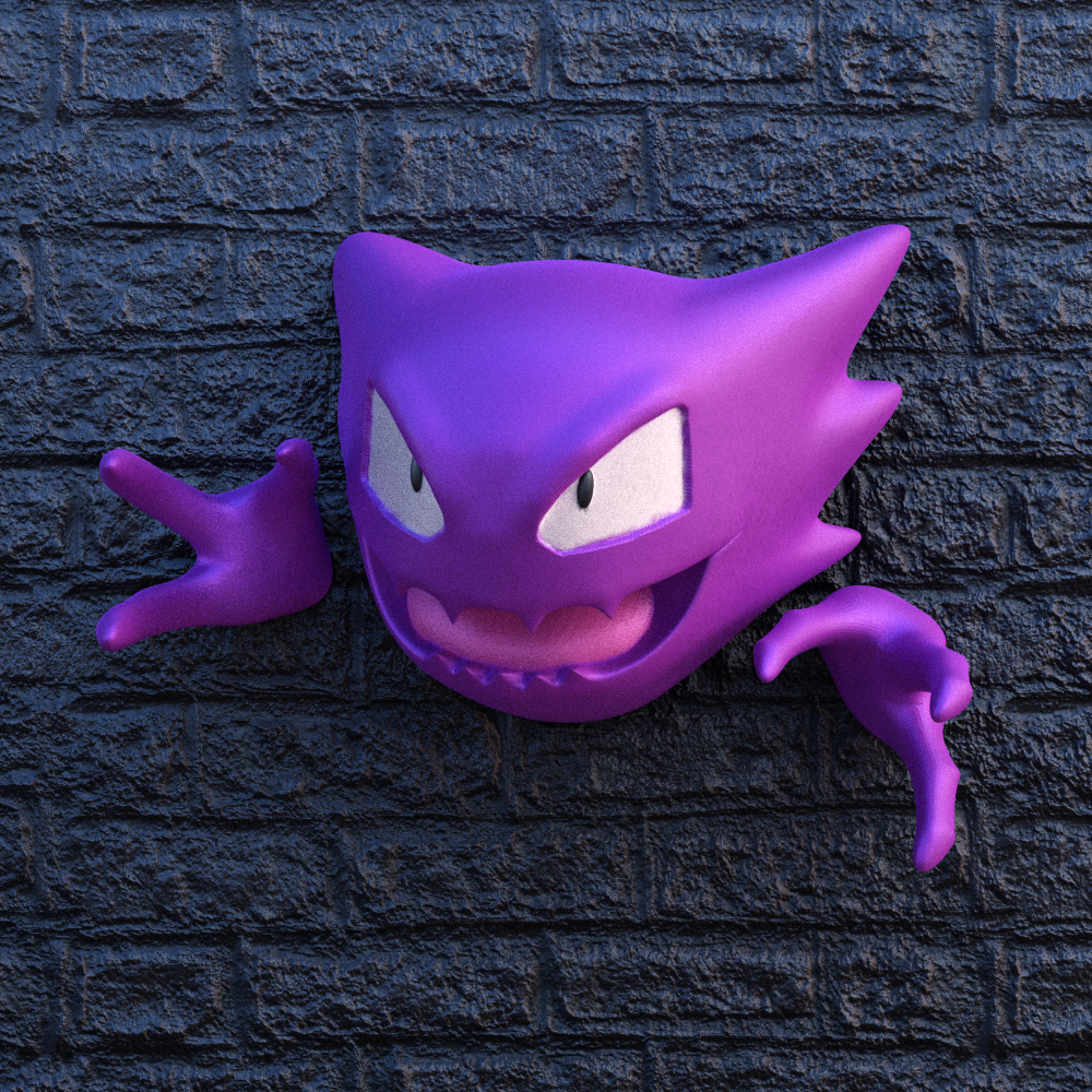 Haunter - Wall Mounted - Pokemon 3D STL Model — view 2