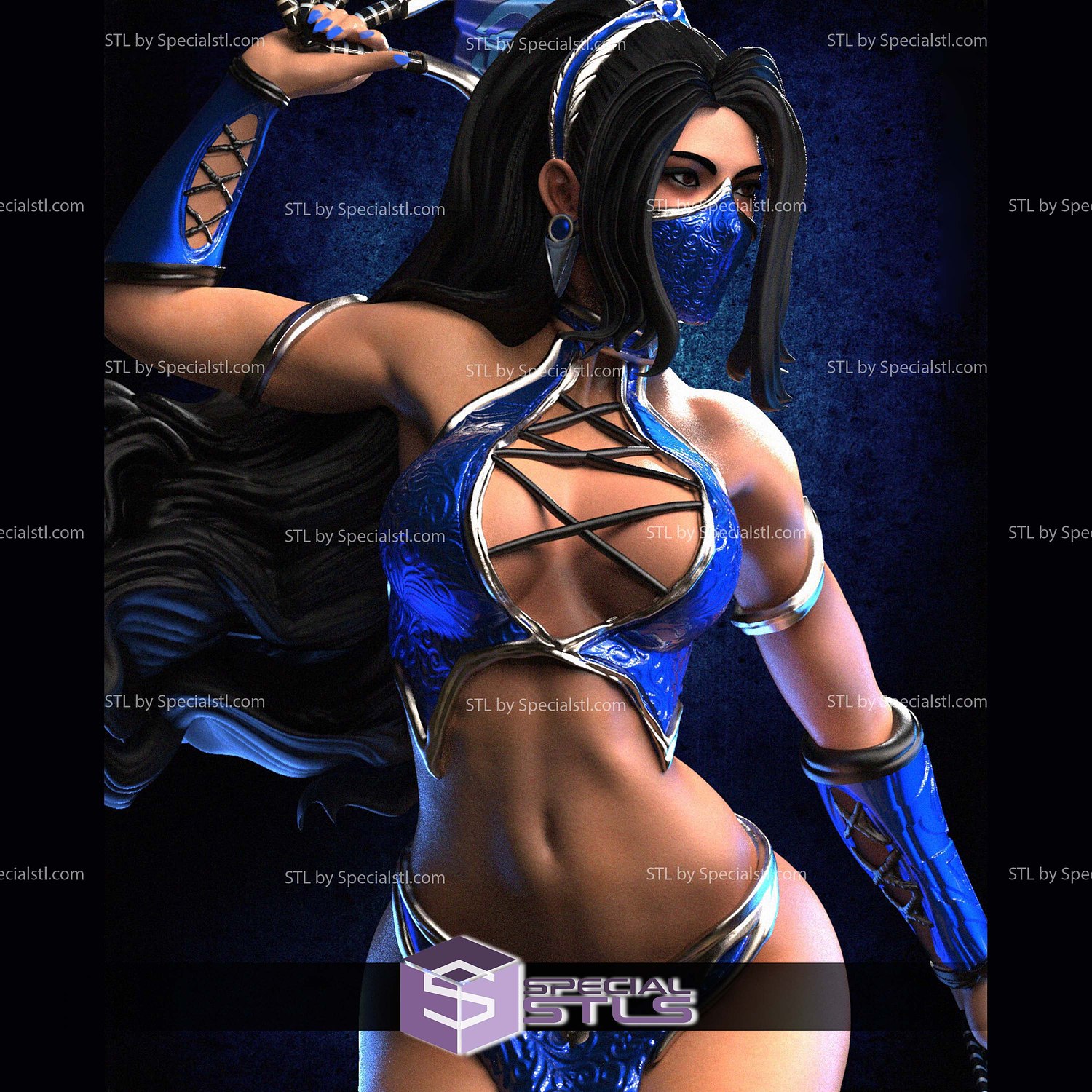 Kitana and Mask 3D Print Files STL Model — view 5
