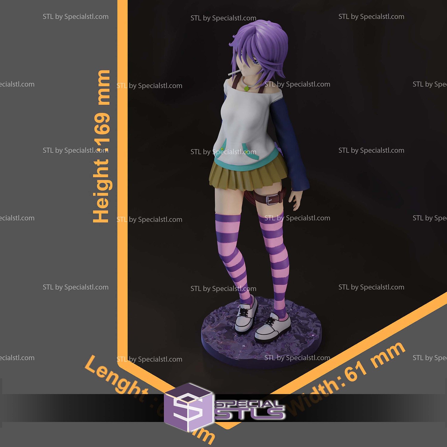 Mizore Shirayuki Rosario Vampire Standing 3D Printer Files STL Model — view 4