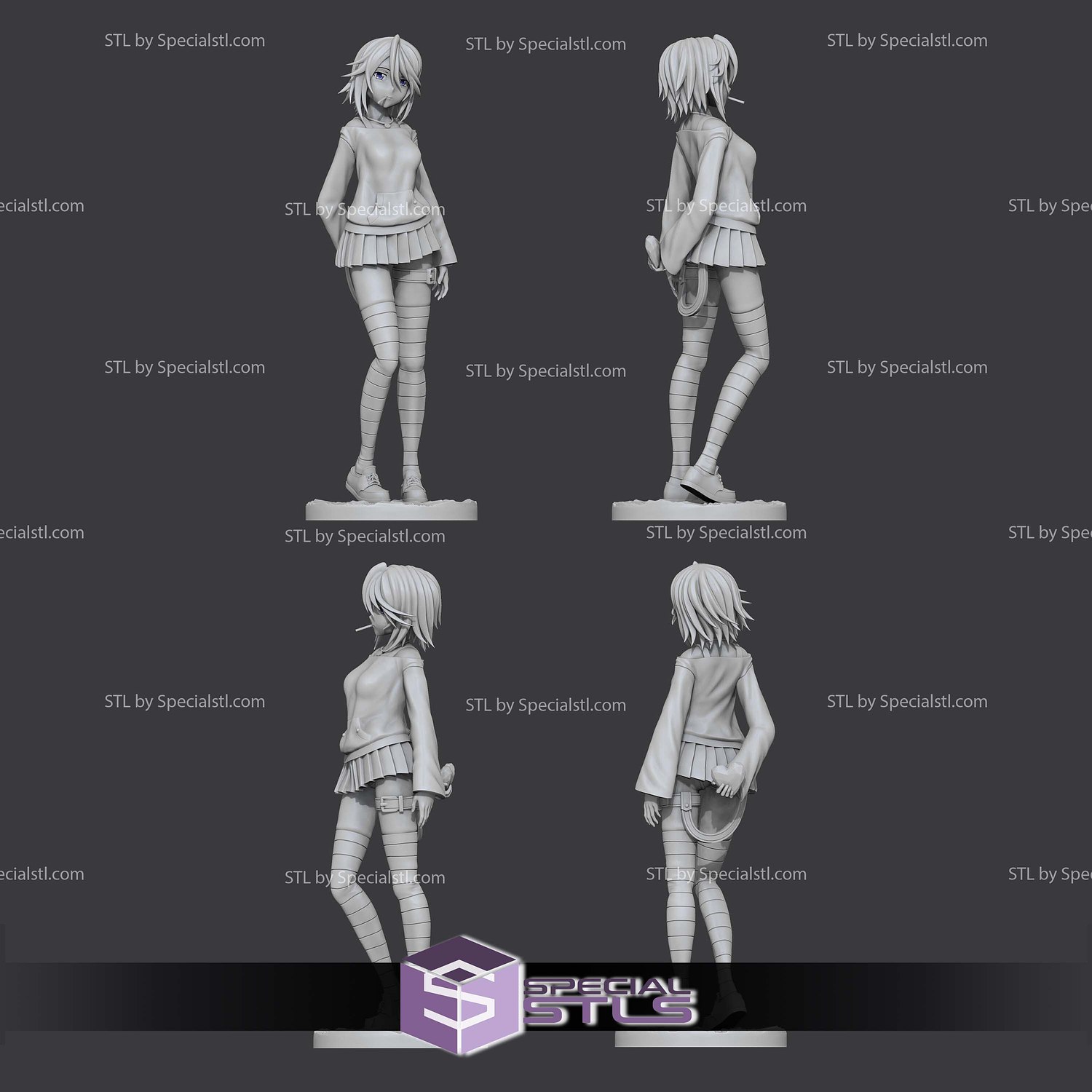 Mizore Shirayuki Rosario Vampire Standing 3D Printer Files STL Model — view 5