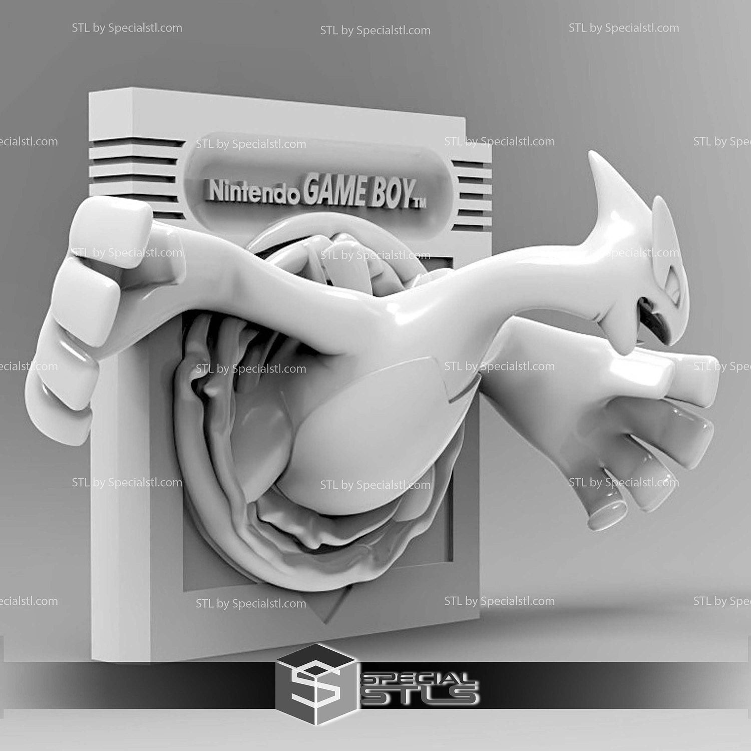 Pokemon Ruby Gameboy Silver Cartridge Lugia STL 3D Model — view 6