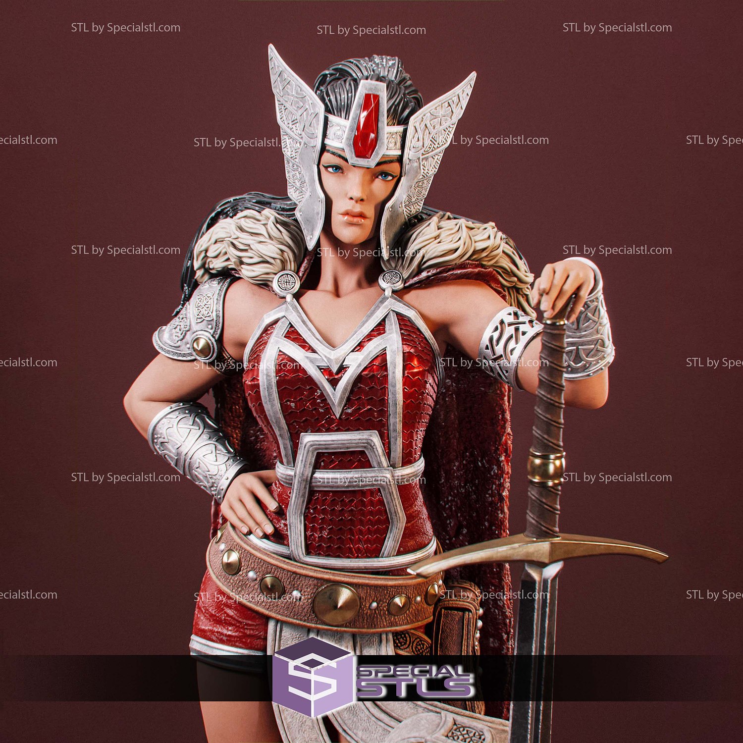 Lady Sif and Sword 3D Printer Files STL Model — view 3