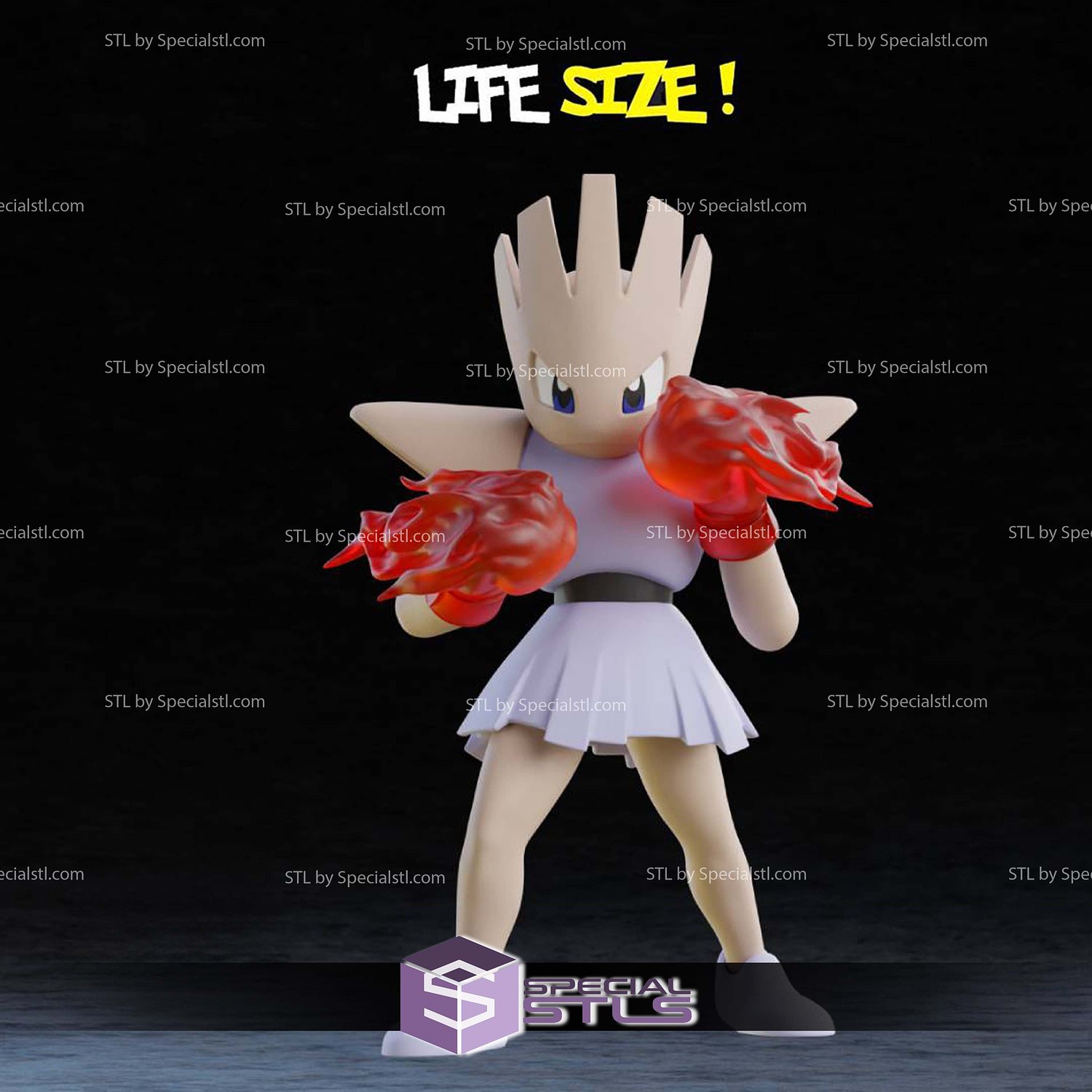 Life Size Hitmonchan Pokemon STL Files 3D Model — view 3