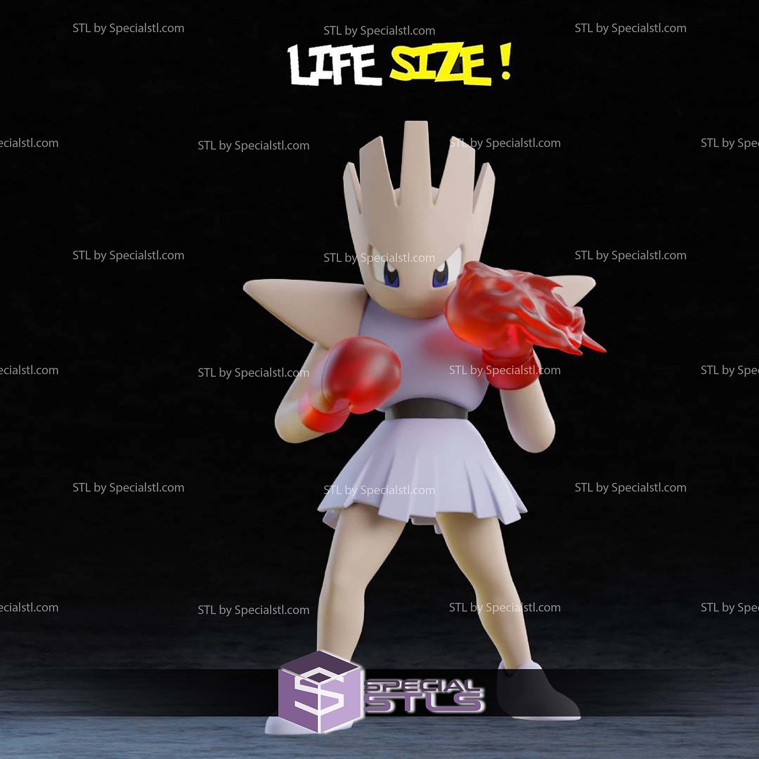 Life Size Hitmonchan Pokemon STL Files 3D Model — view 5