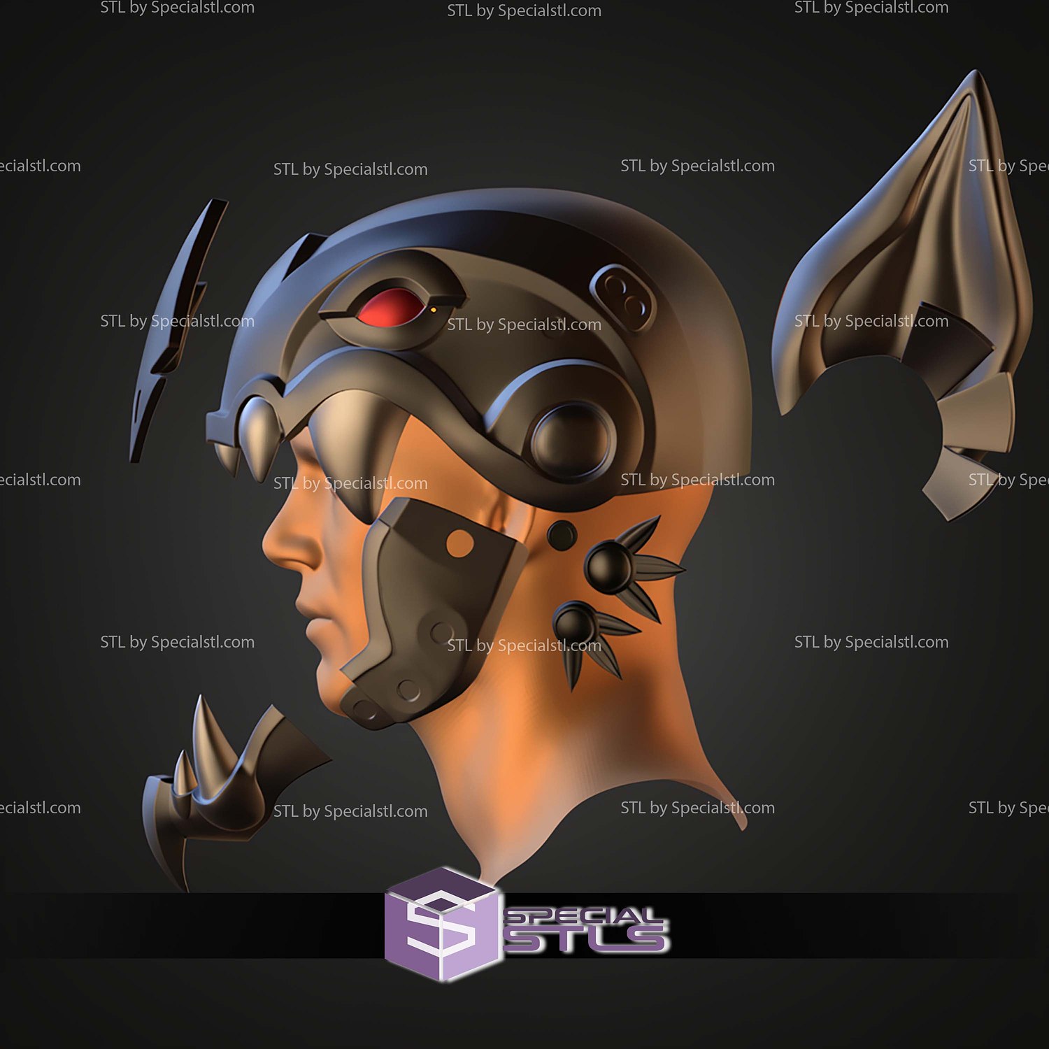 Cosplay STL Files Batman Azteca Helmet 3D Model — view 4