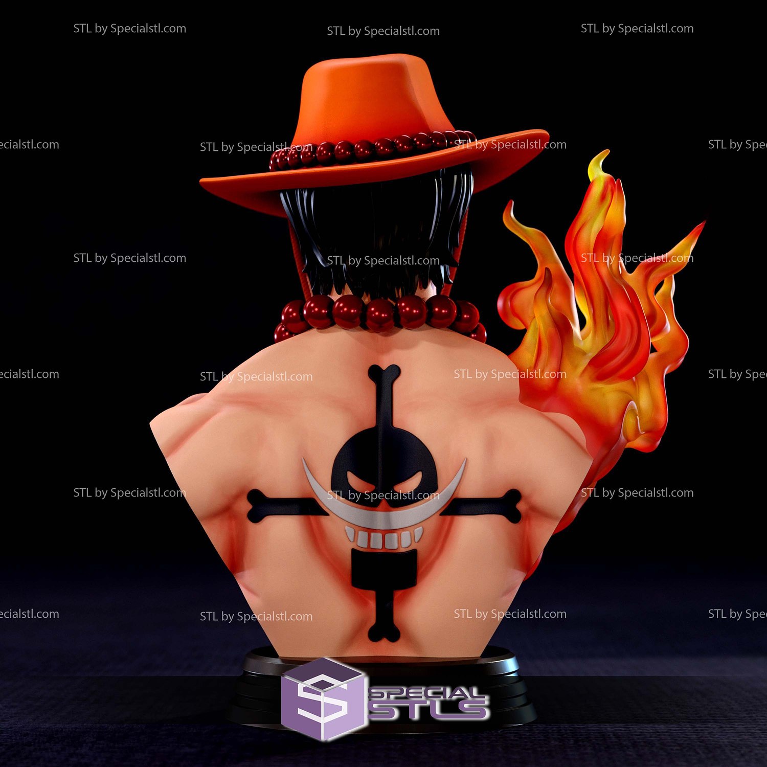Portgas D Ace Fire Bust 3D Printer Files STL Model — view 3