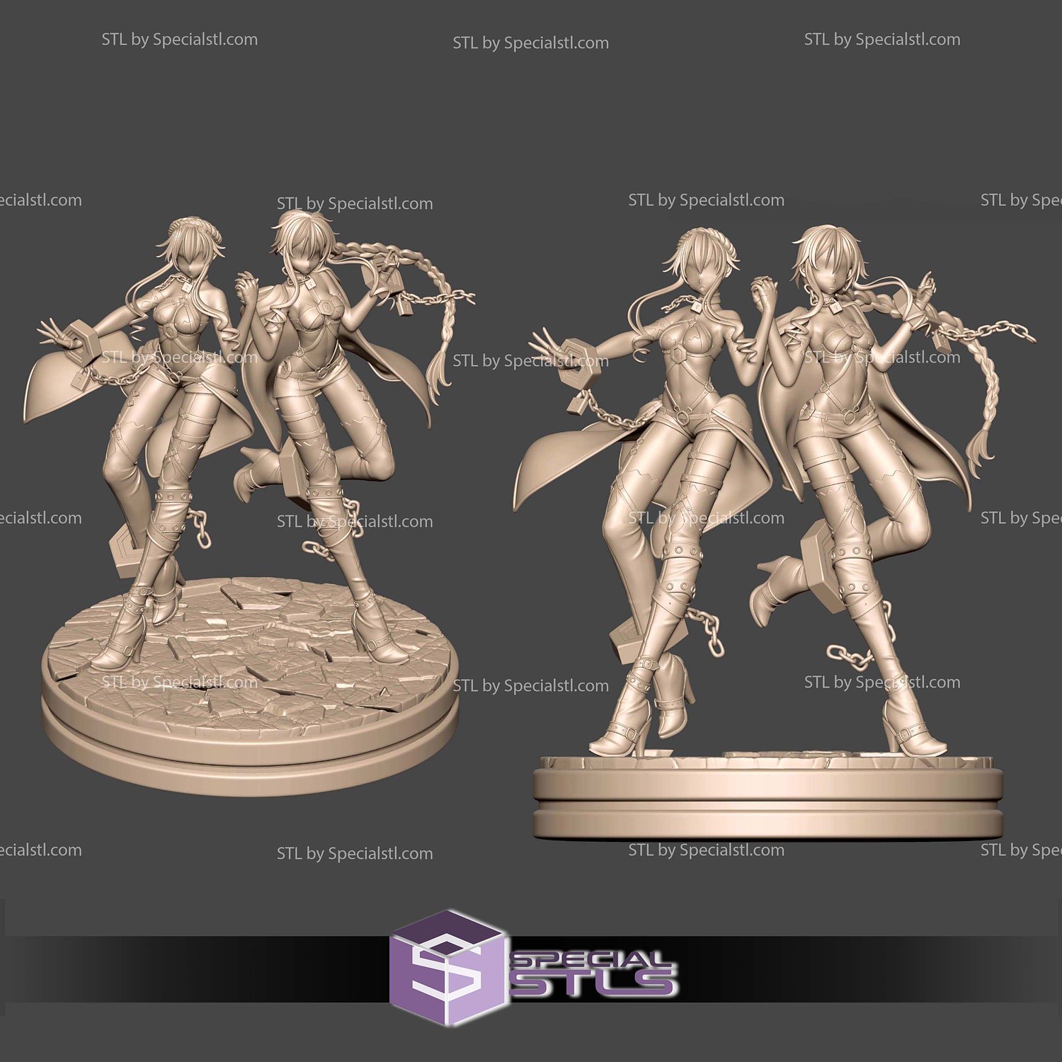 Kaguya and Yuzuru Yamai Twin STL Files 3D Model — view 2