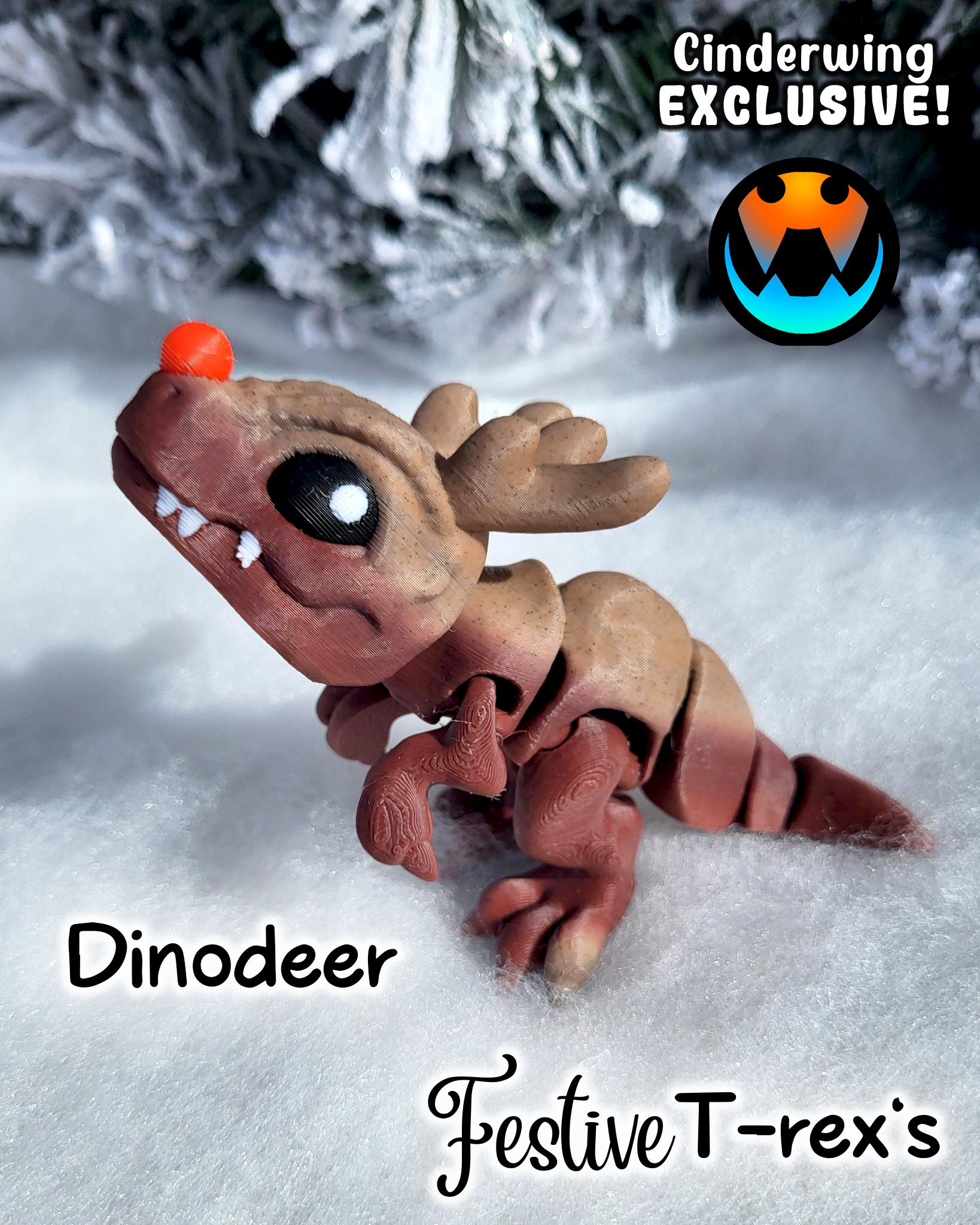 Festive T-Rex 3D STL Model