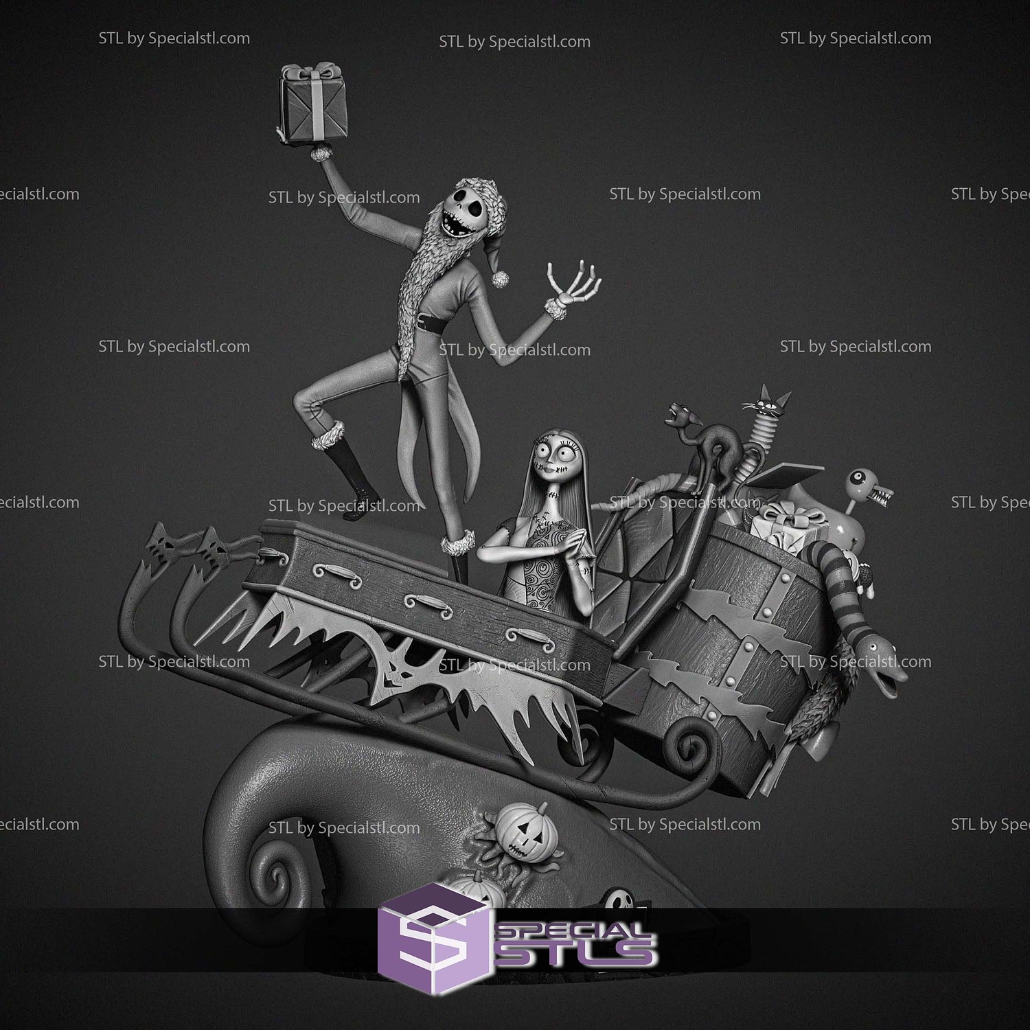 Jack and Sally Diorama 3D Print Files STL Model — view 2