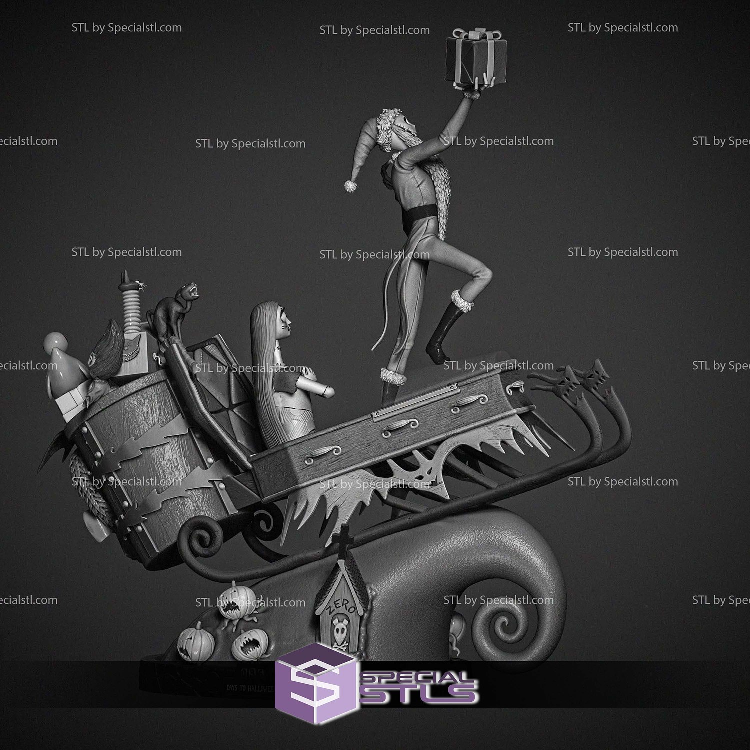 Jack and Sally Diorama 3D Print Files STL Model — view 3