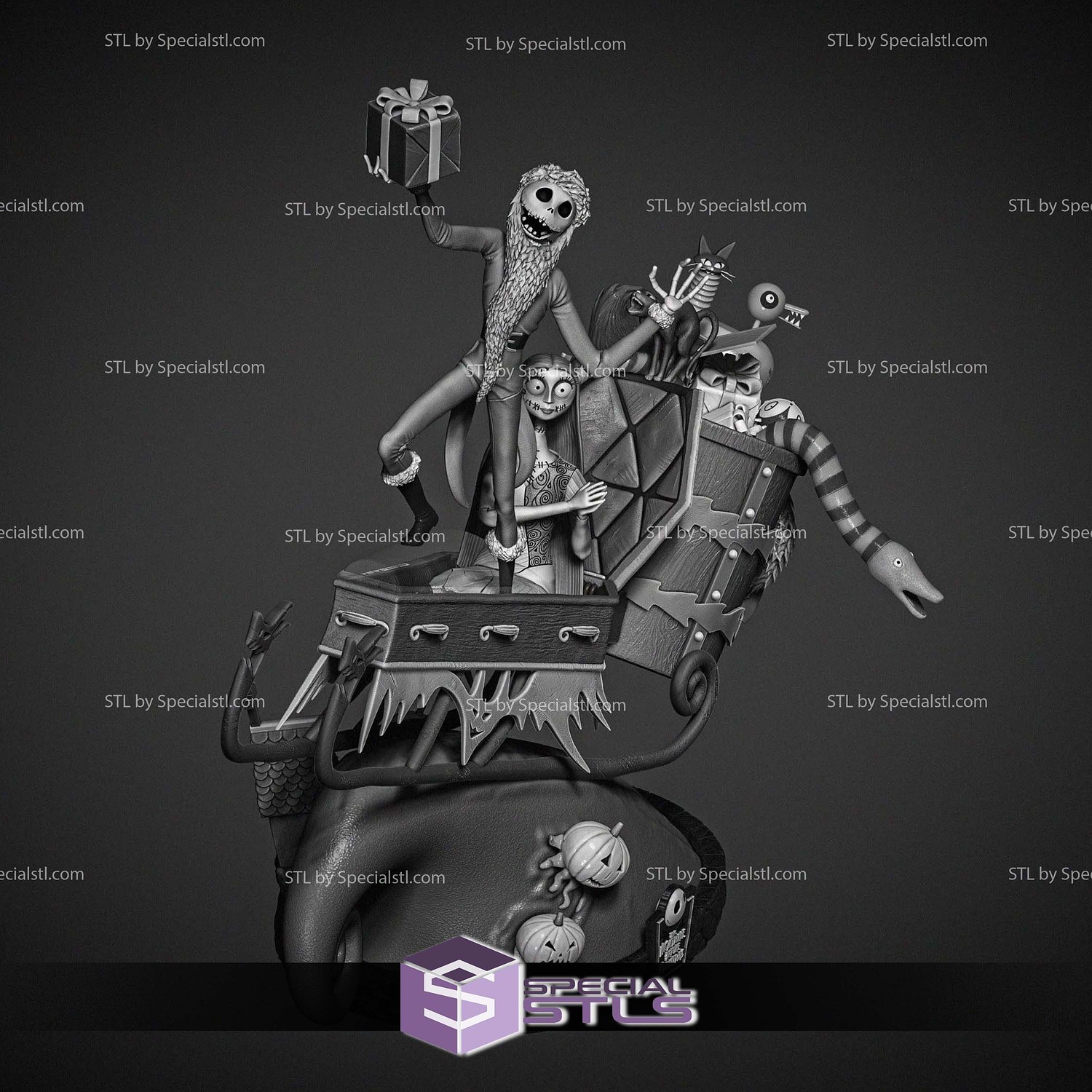 Jack and Sally Diorama 3D Print Files STL Model — view 4