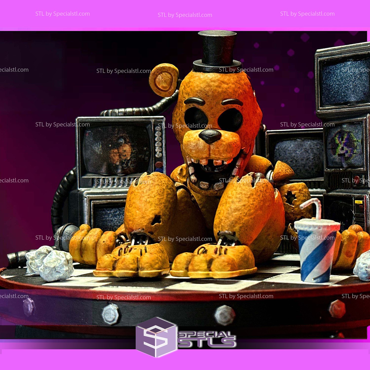 Five Nights at Freddy Freddy Fazbear V2 3D Printer Files STL Model — view 4