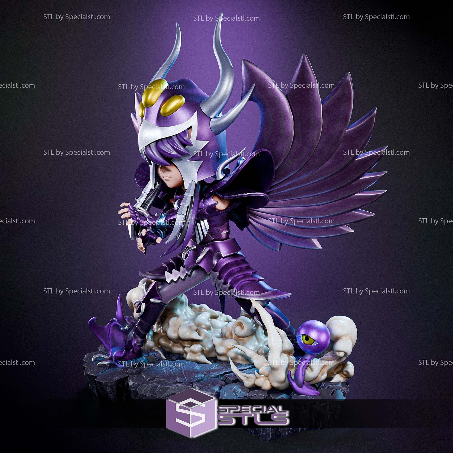 Aiacos de Garuda Saint Seiya Chibi 3D Printer Files STL Model — view 4