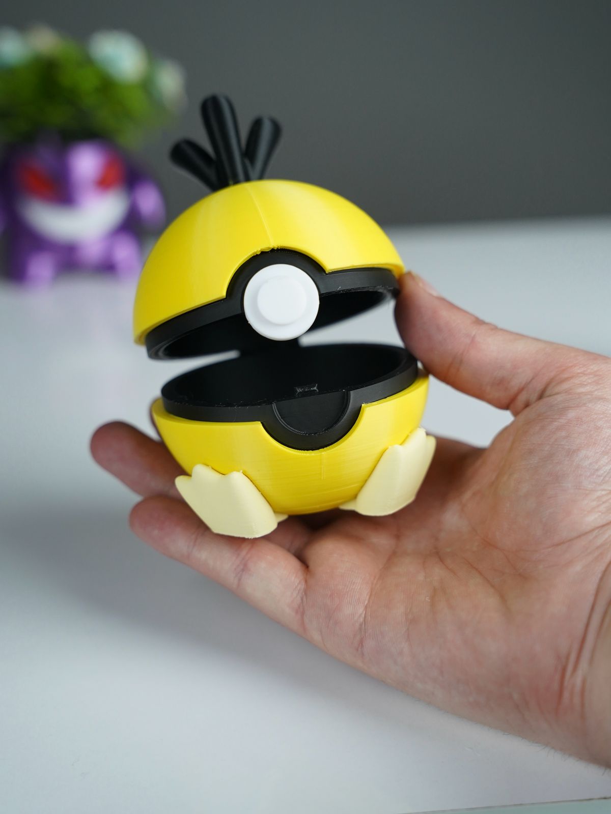 Psyduck Hinged Pokeball - Multipart 3D STL Model — view 3