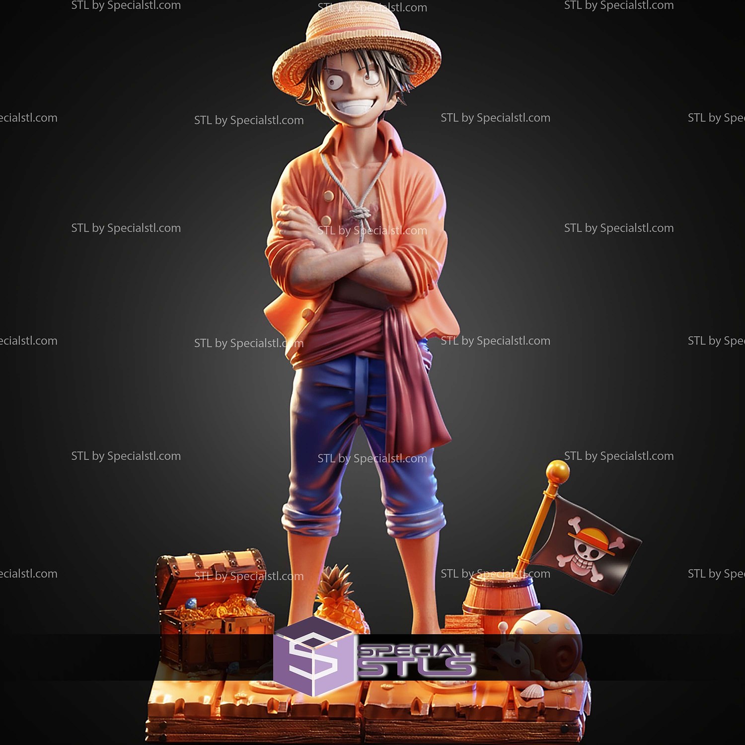 Luffy Pirate Standalone STL Files 3D Model — view 2