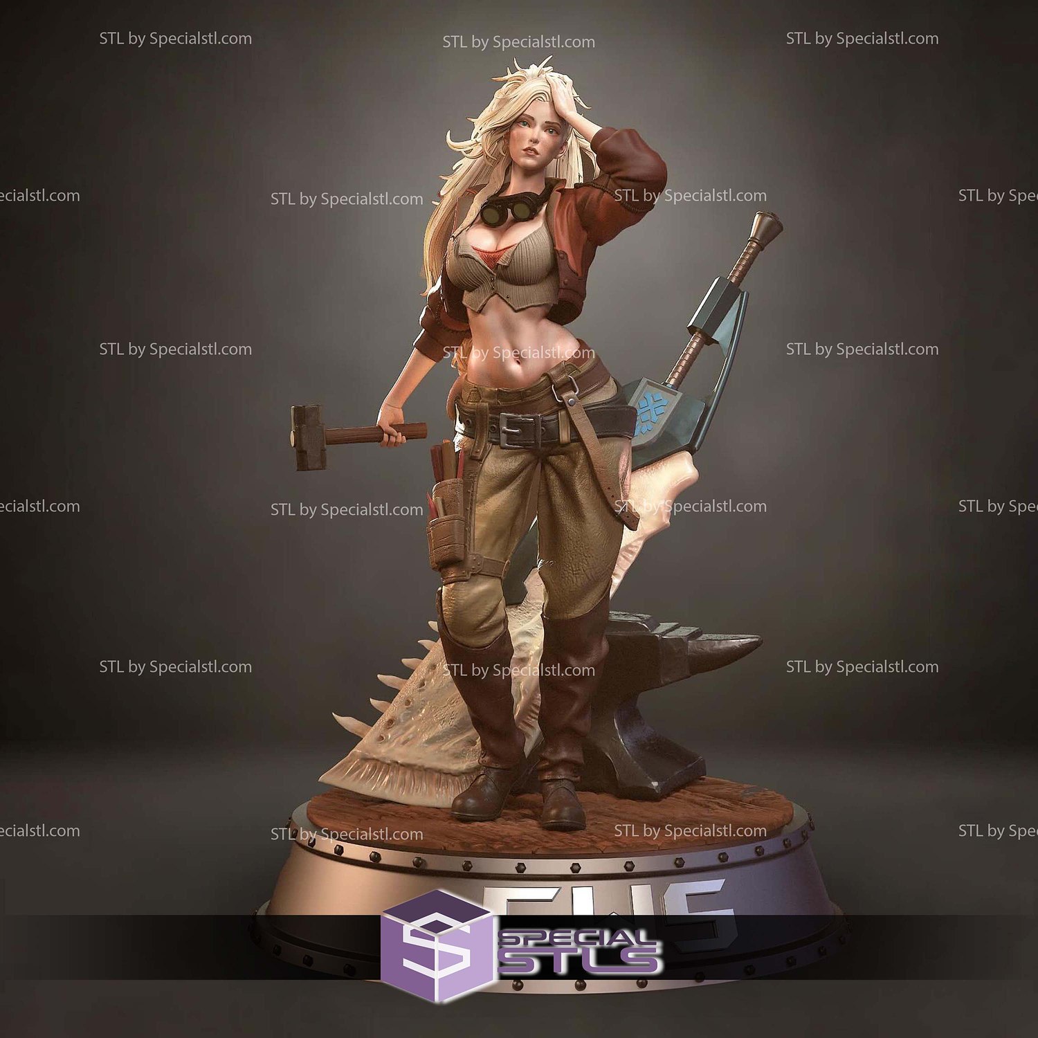 Gemma Monster Hunter and Sword Base STL Files 3D Model — view 2