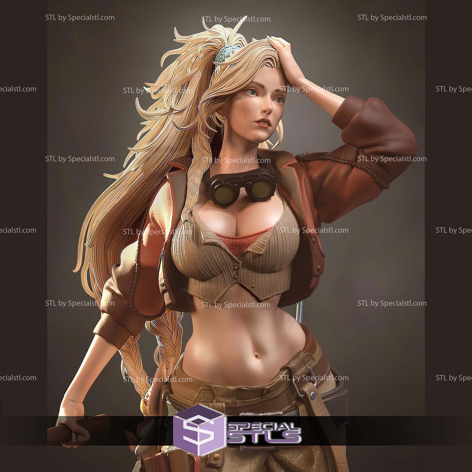 Gemma Monster Hunter and Sword Base STL Files 3D Model — view 3