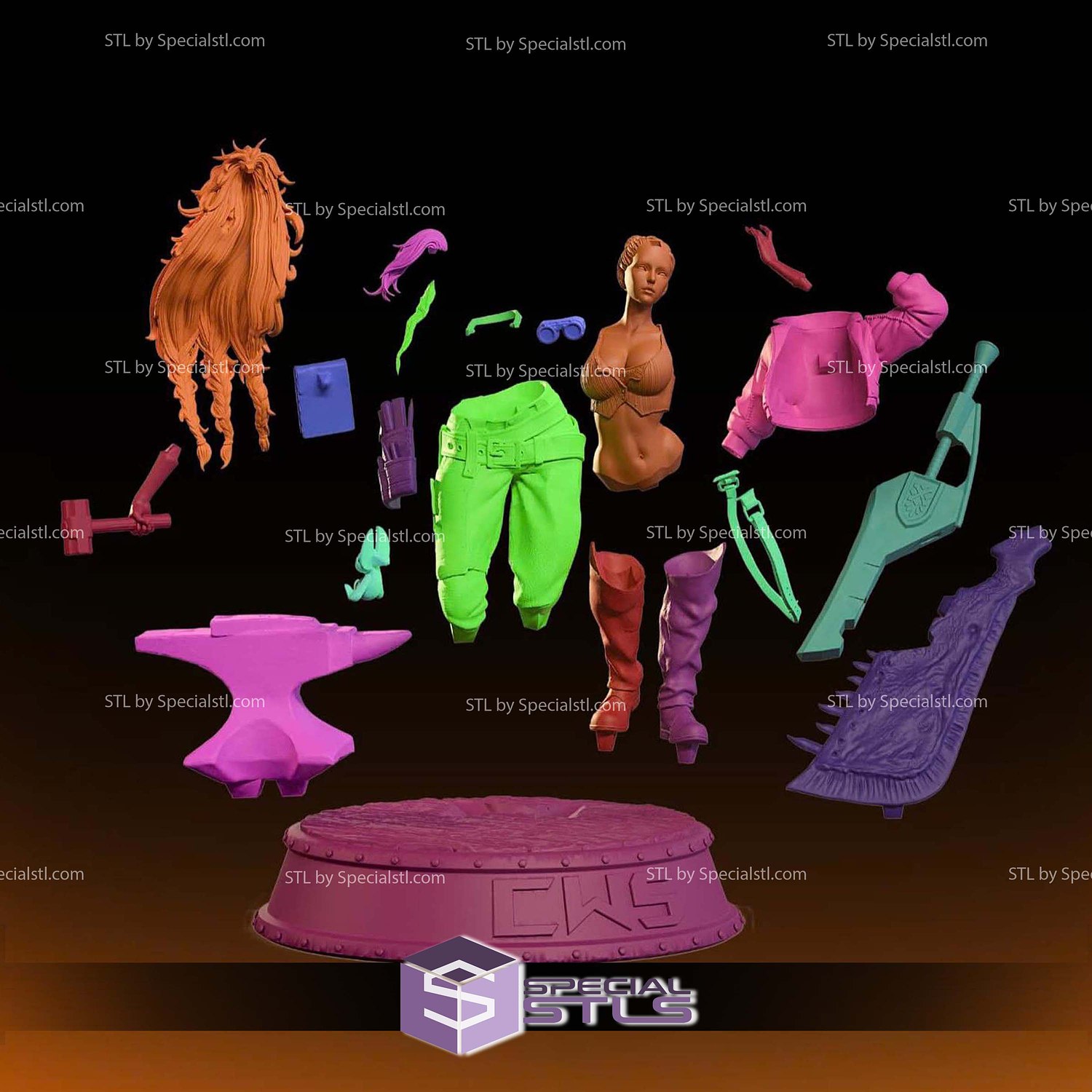Gemma Monster Hunter and Sword Base STL Files 3D Model — view 5