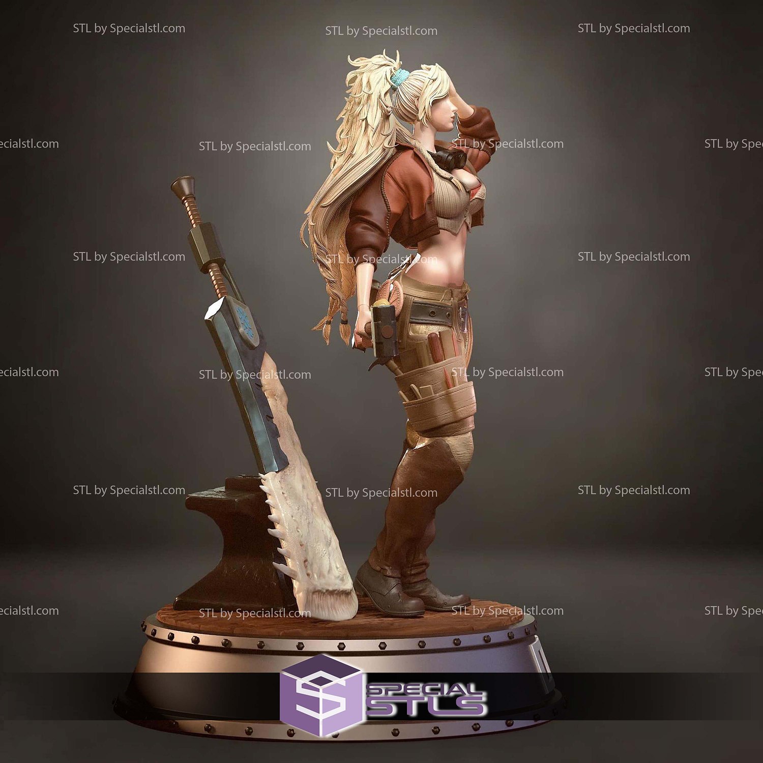 Gemma Monster Hunter and Sword Base STL Files 3D Model — view 7